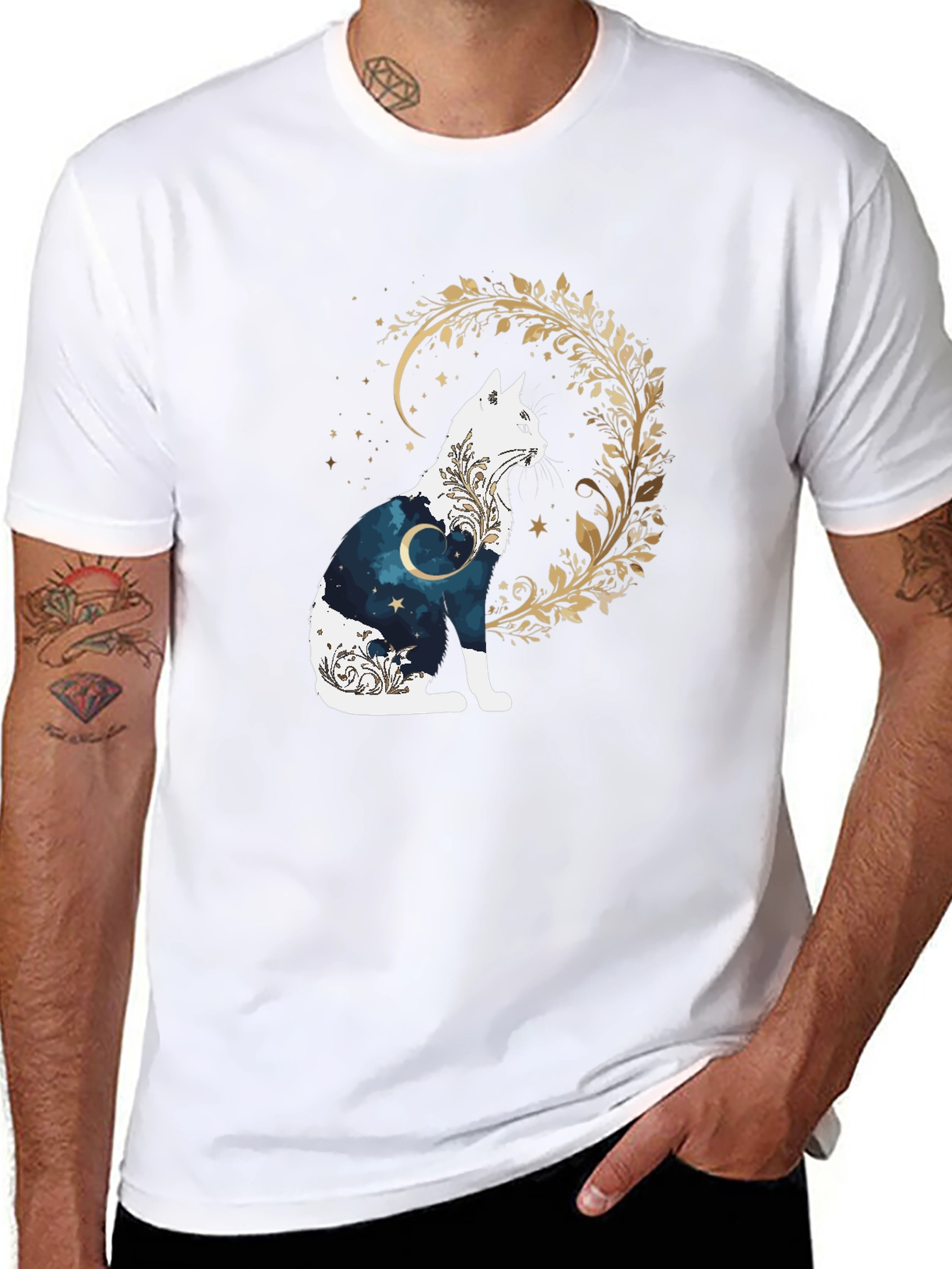 Mystic Cat Graphic Tee - Black