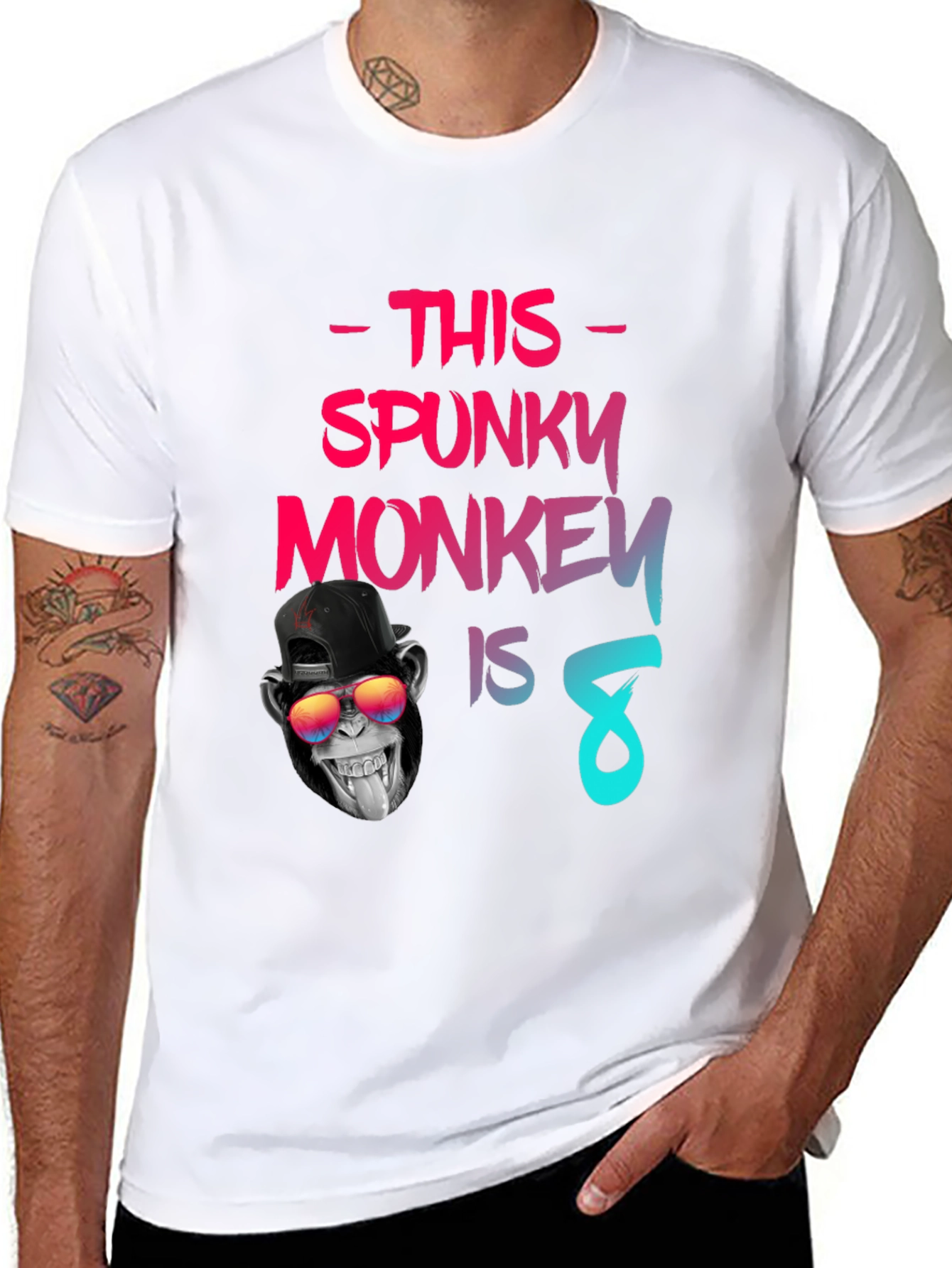 Spunky Monkey 8th Birthday T-Shirt