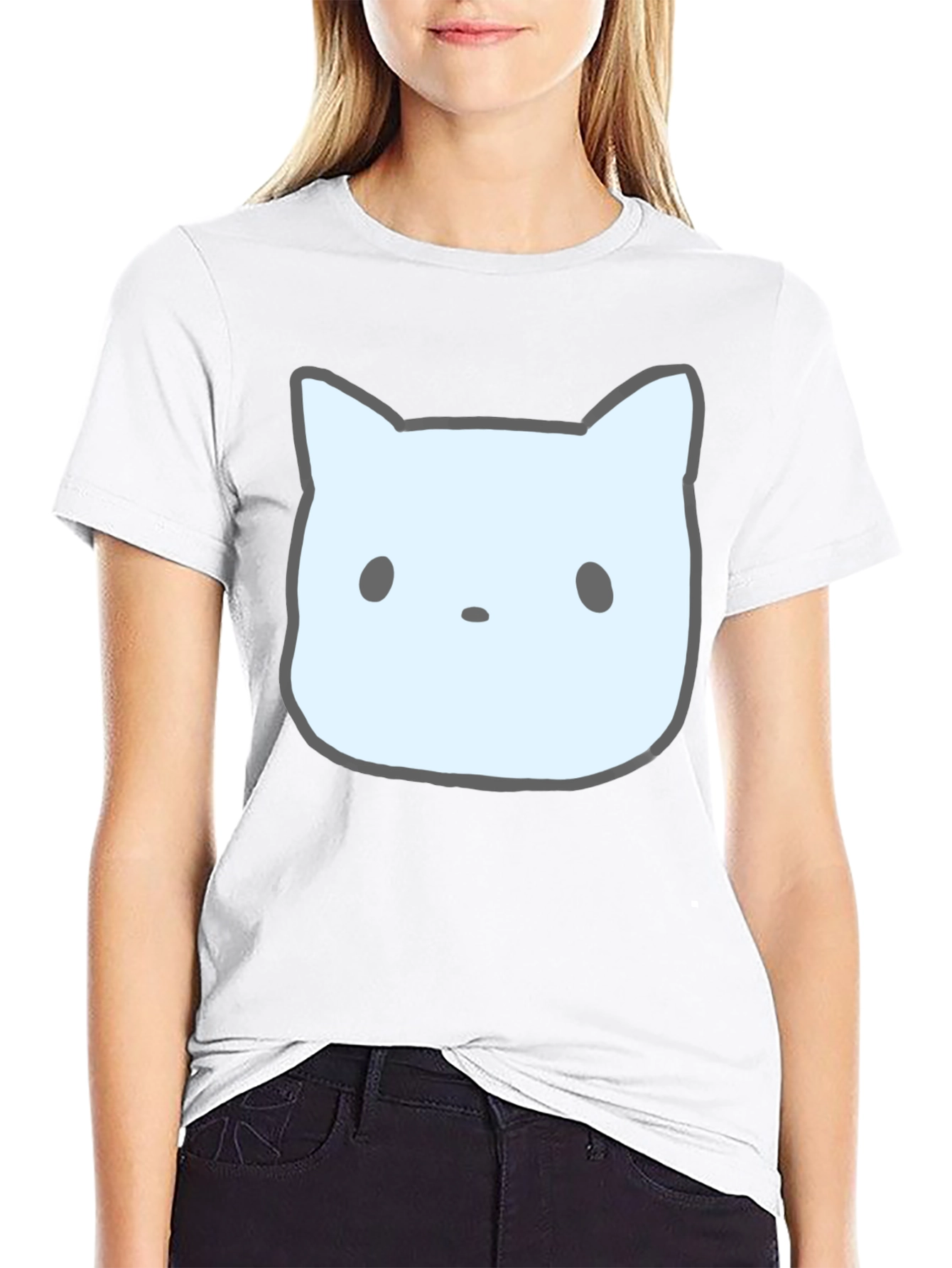 Cute Cat Face Graphic Tee - Unisex Black T-Shirt