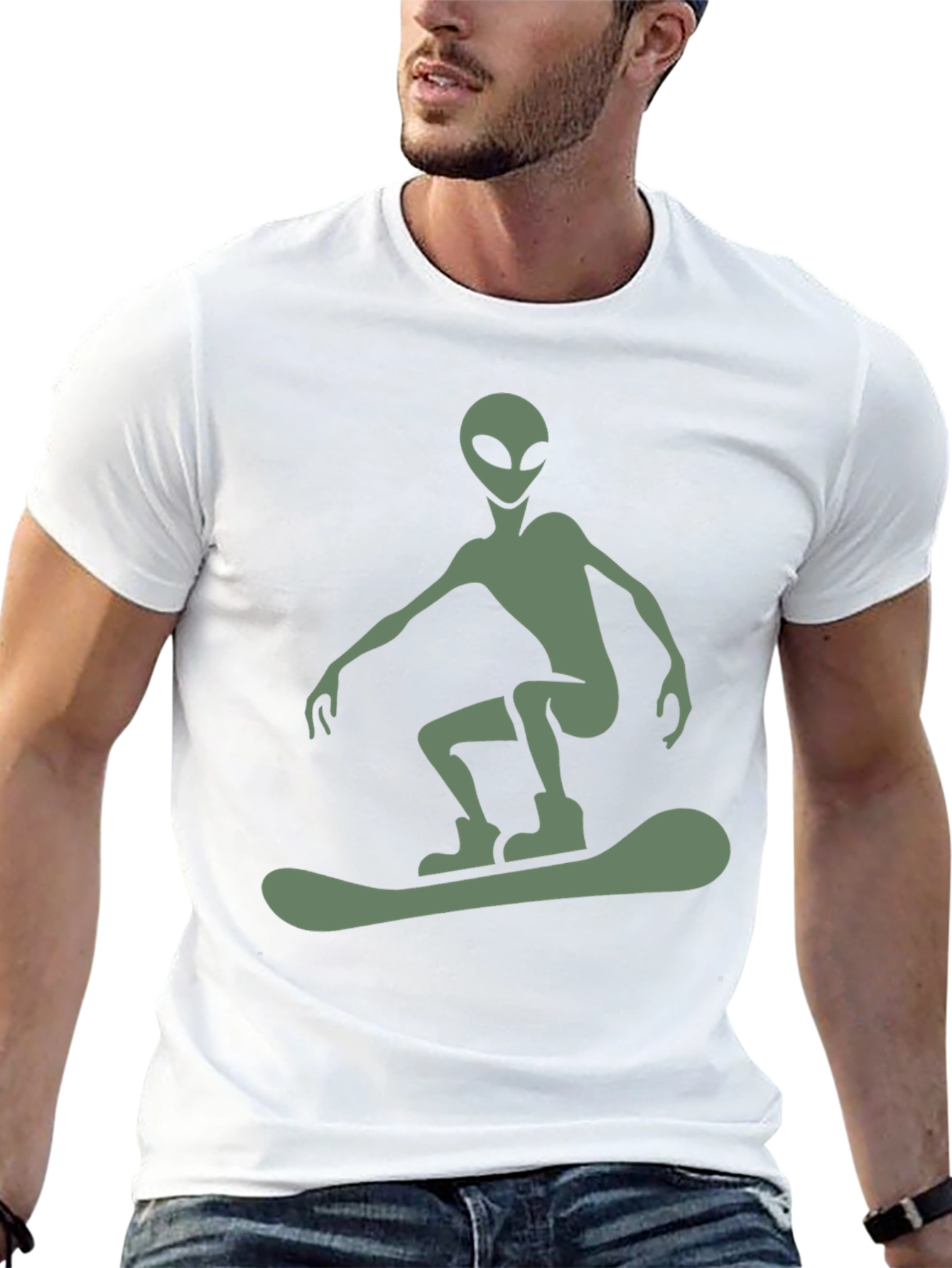 Alien Snowboarder Graphic Tee - Black