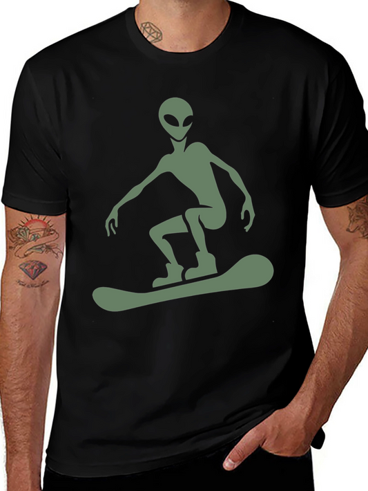 Alien Snowboarder Graphic Tee - Black