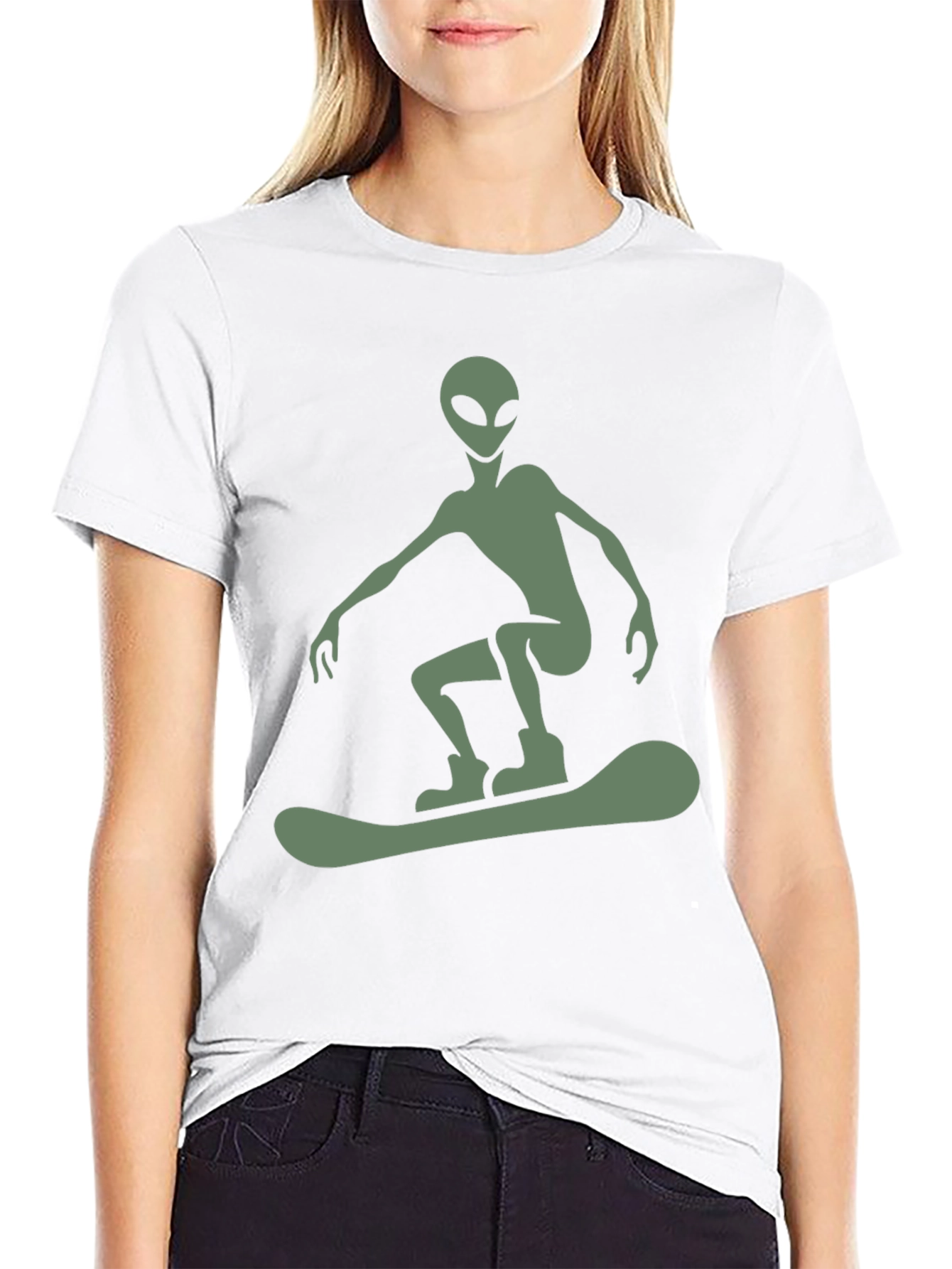 Alien Snowboarder Graphic Tee - Black