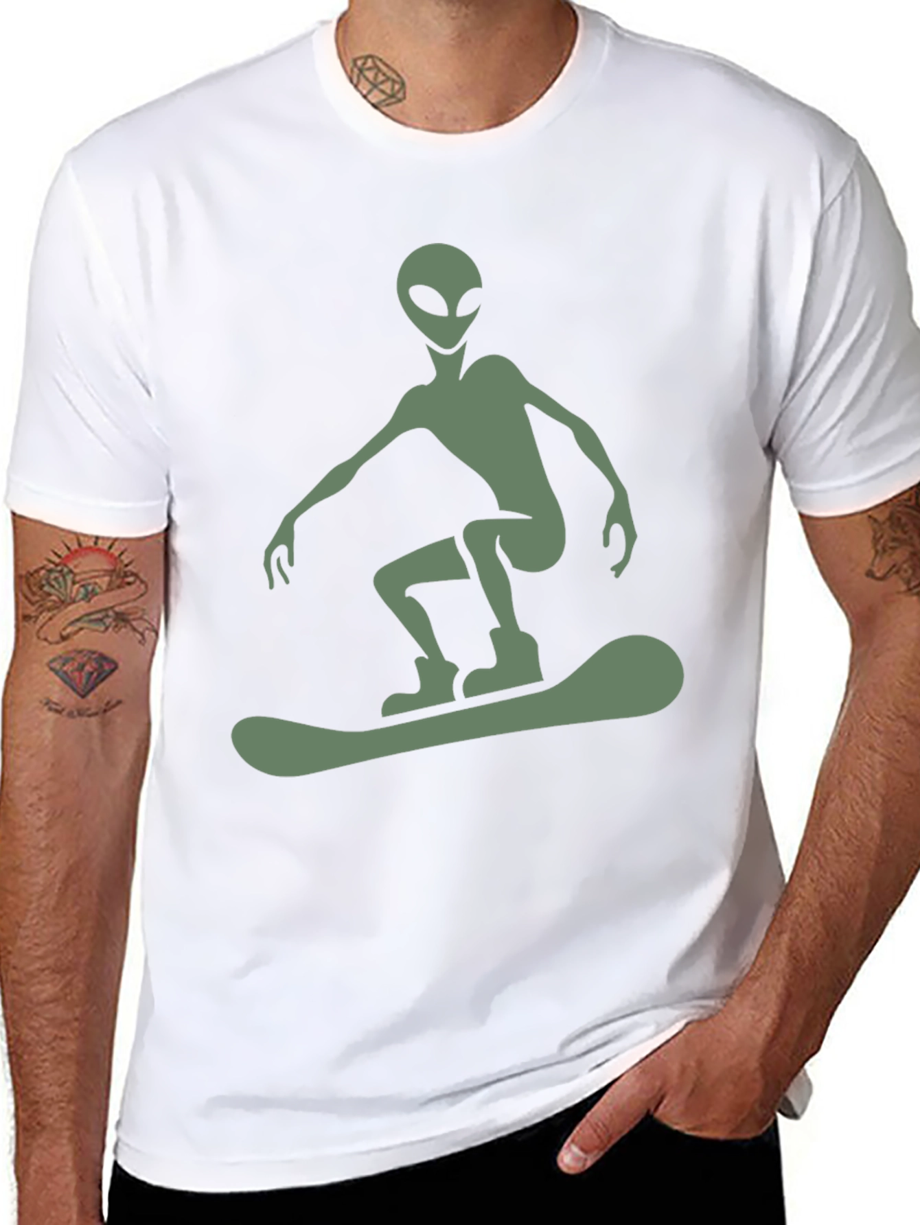 Alien Snowboarder Graphic Tee - Black