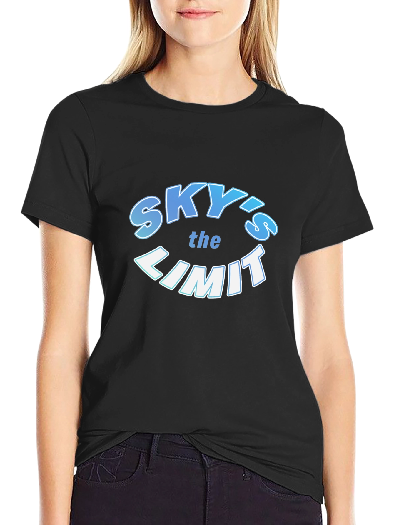 Skys the Limit Graphic Print Black T-Shirt