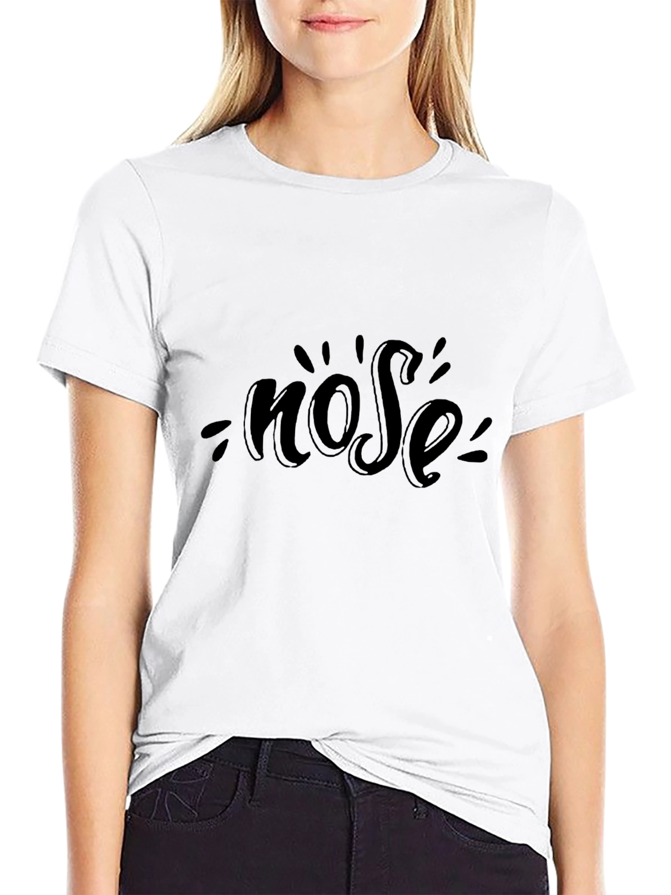 Novelty Nose Black Graphic Tee - Casual Cotton T-Shirt