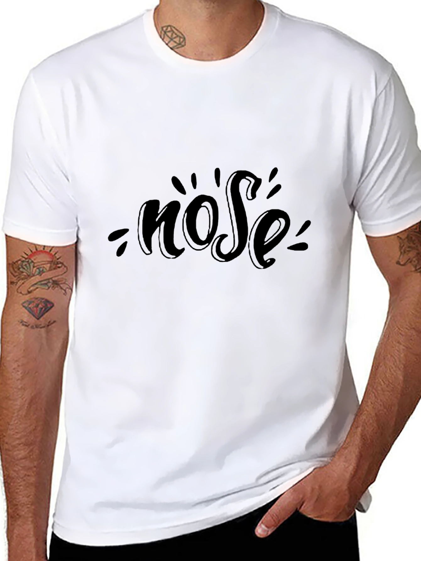 Novelty Nose Black Graphic Tee - Casual Cotton T-Shirt