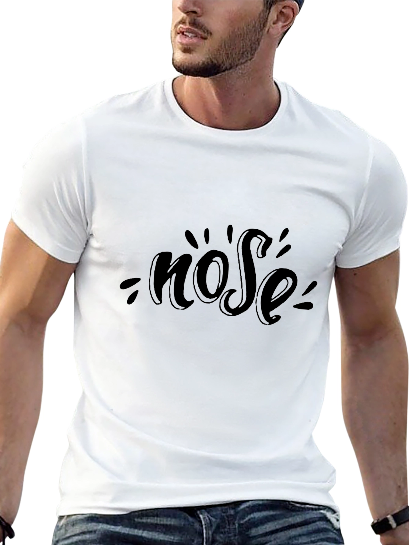 Novelty Nose Black Graphic Tee - Casual Cotton T-Shirt