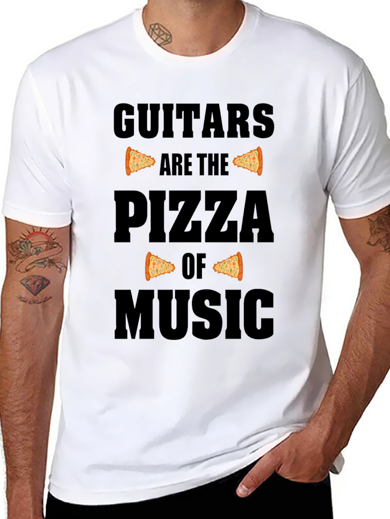 Guitars are the Pizza of Music Black T-Shirt