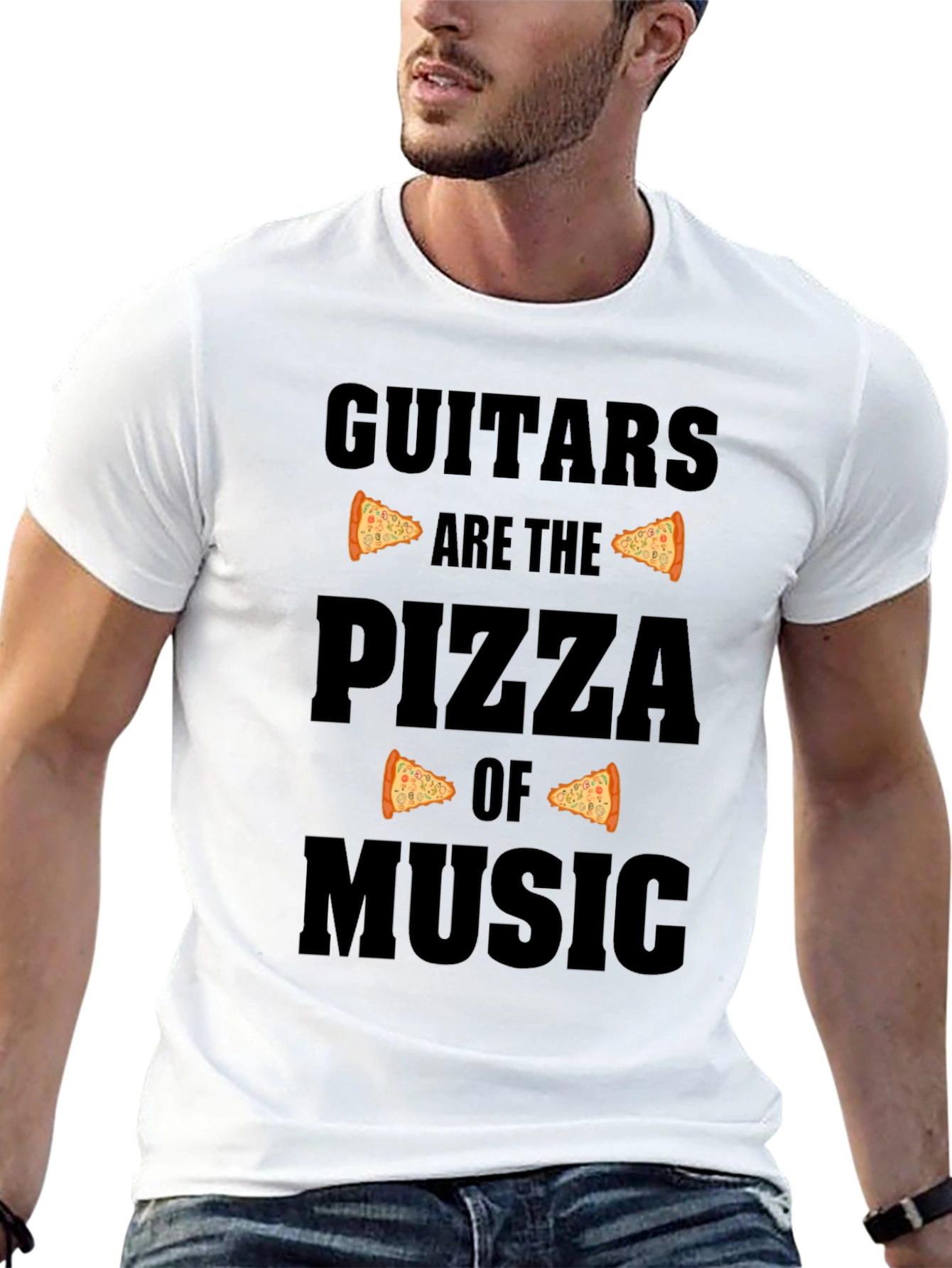 Guitars are the Pizza of Music Black T-Shirt