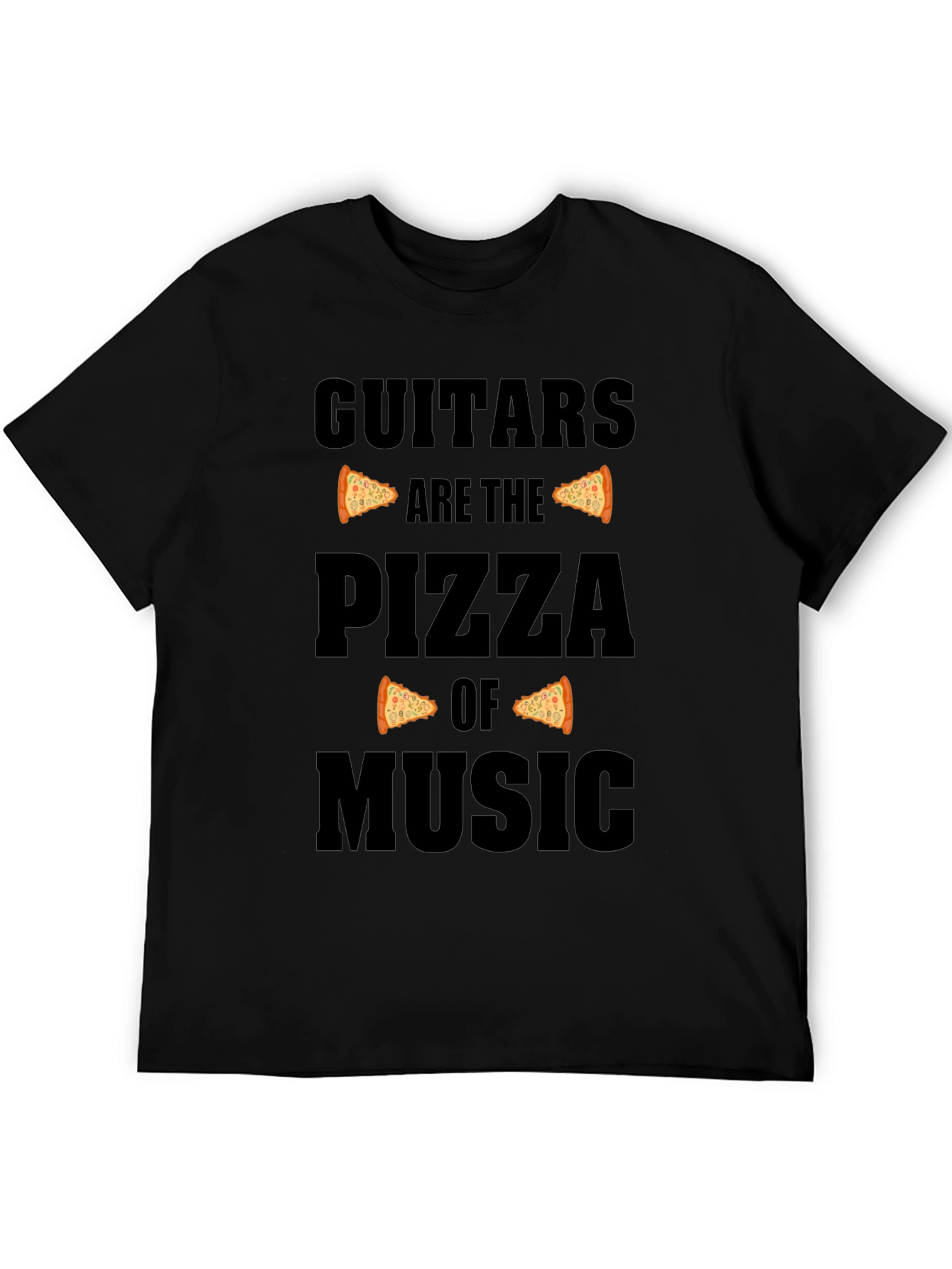 Guitars are the Pizza of Music Black T-Shirt