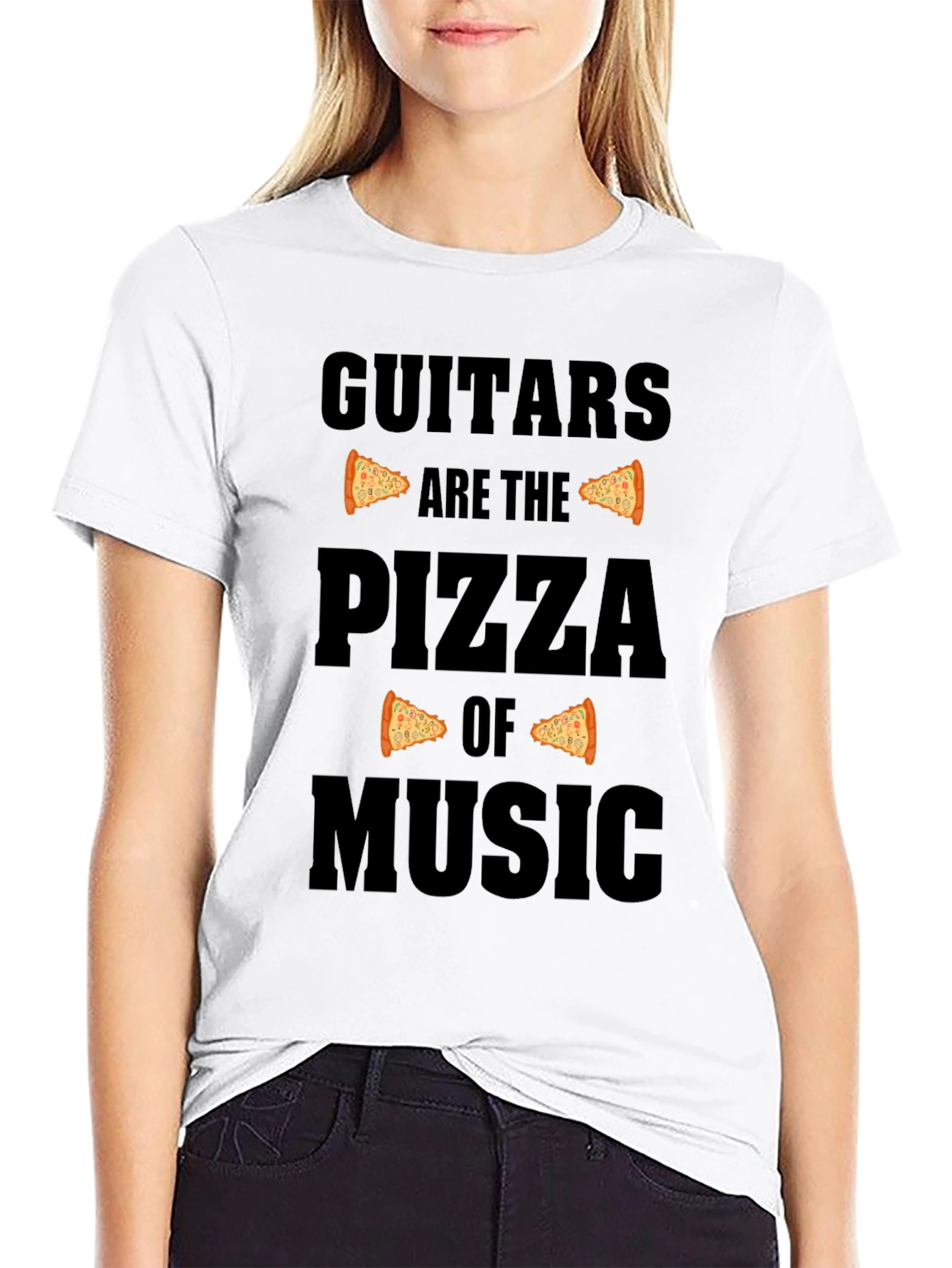 Guitars are the Pizza of Music Black T-Shirt