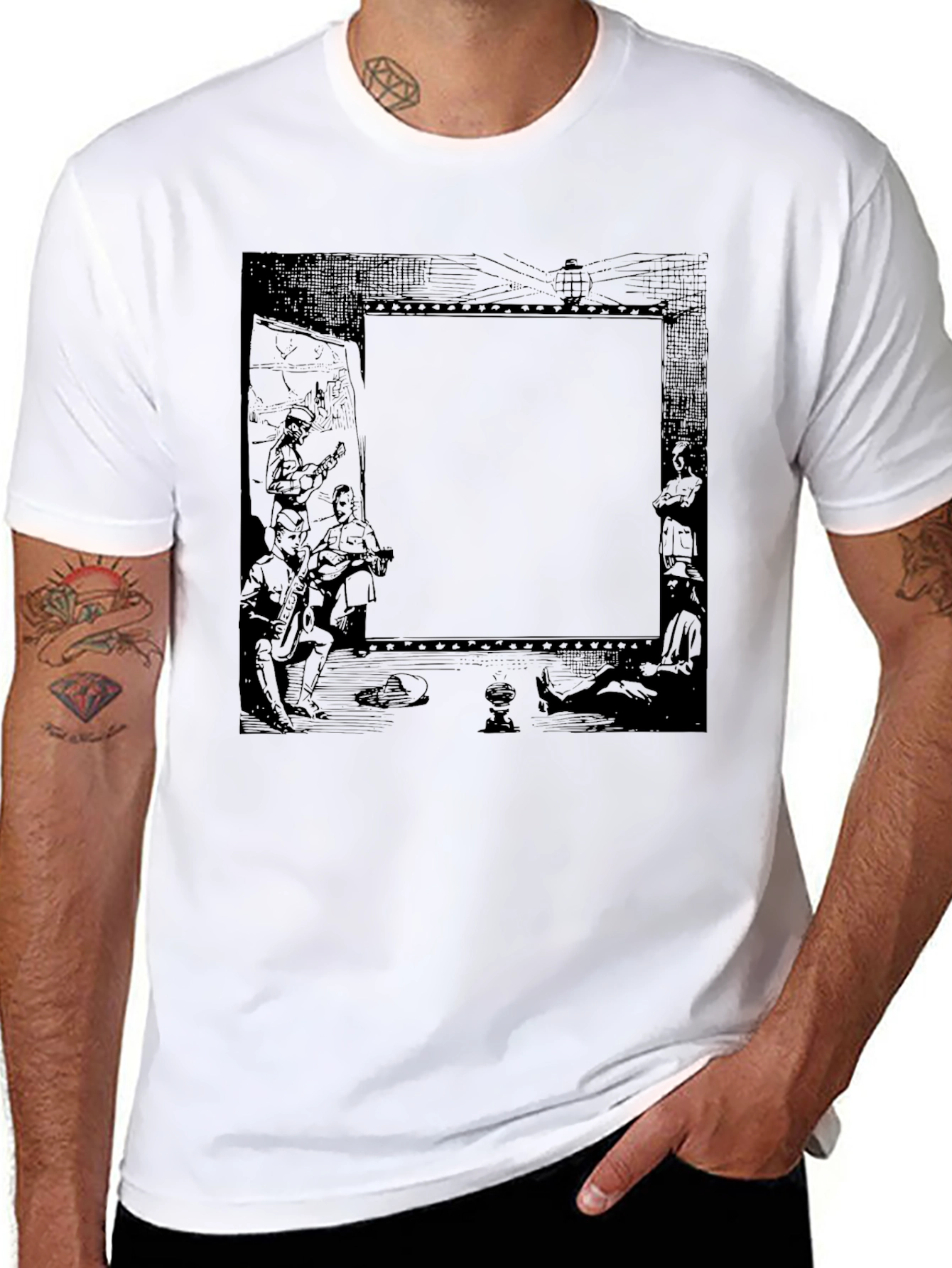 Mens Black Graphic Print T-Shirt