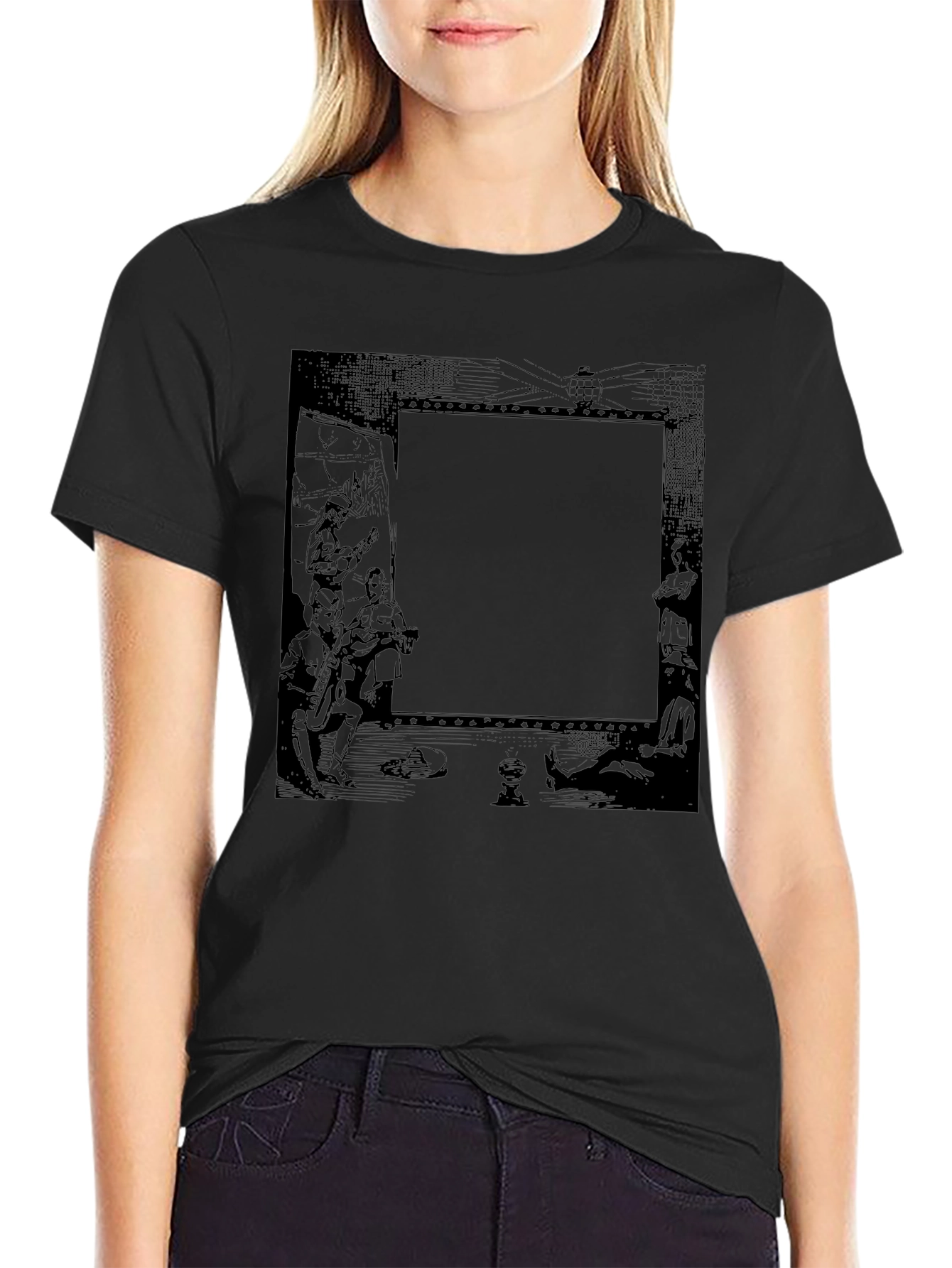 Mens Black Graphic Print T-Shirt