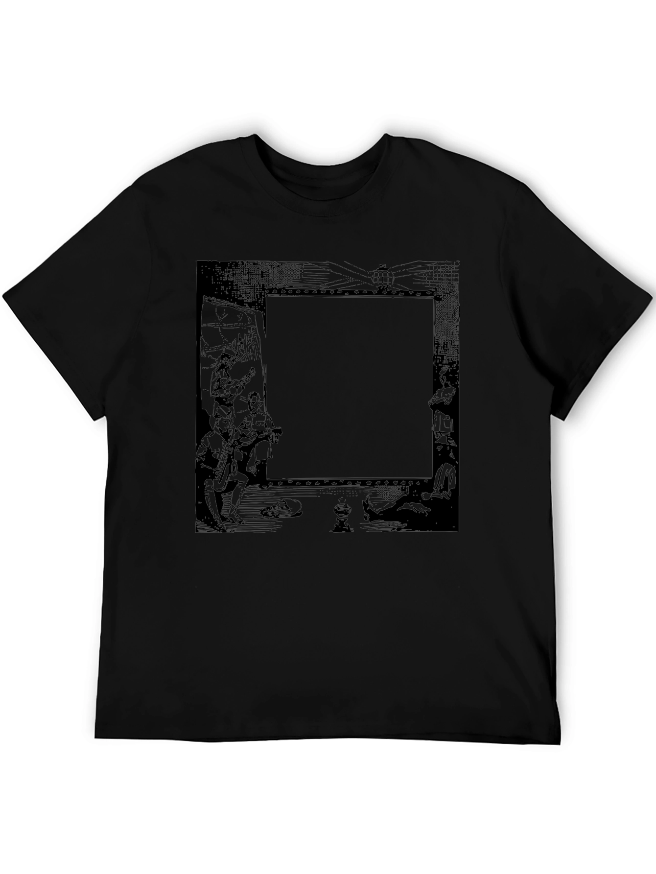 Mens Black Graphic Print T-Shirt