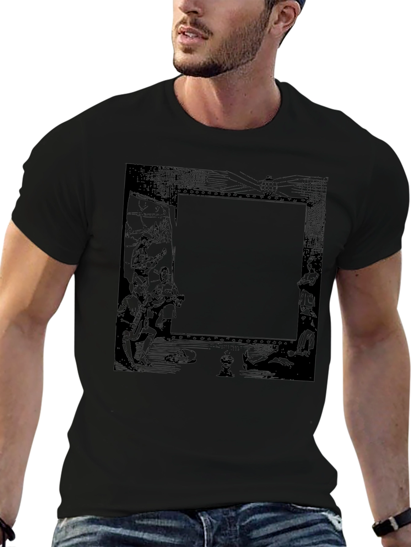 Mens Black Graphic Print T-Shirt