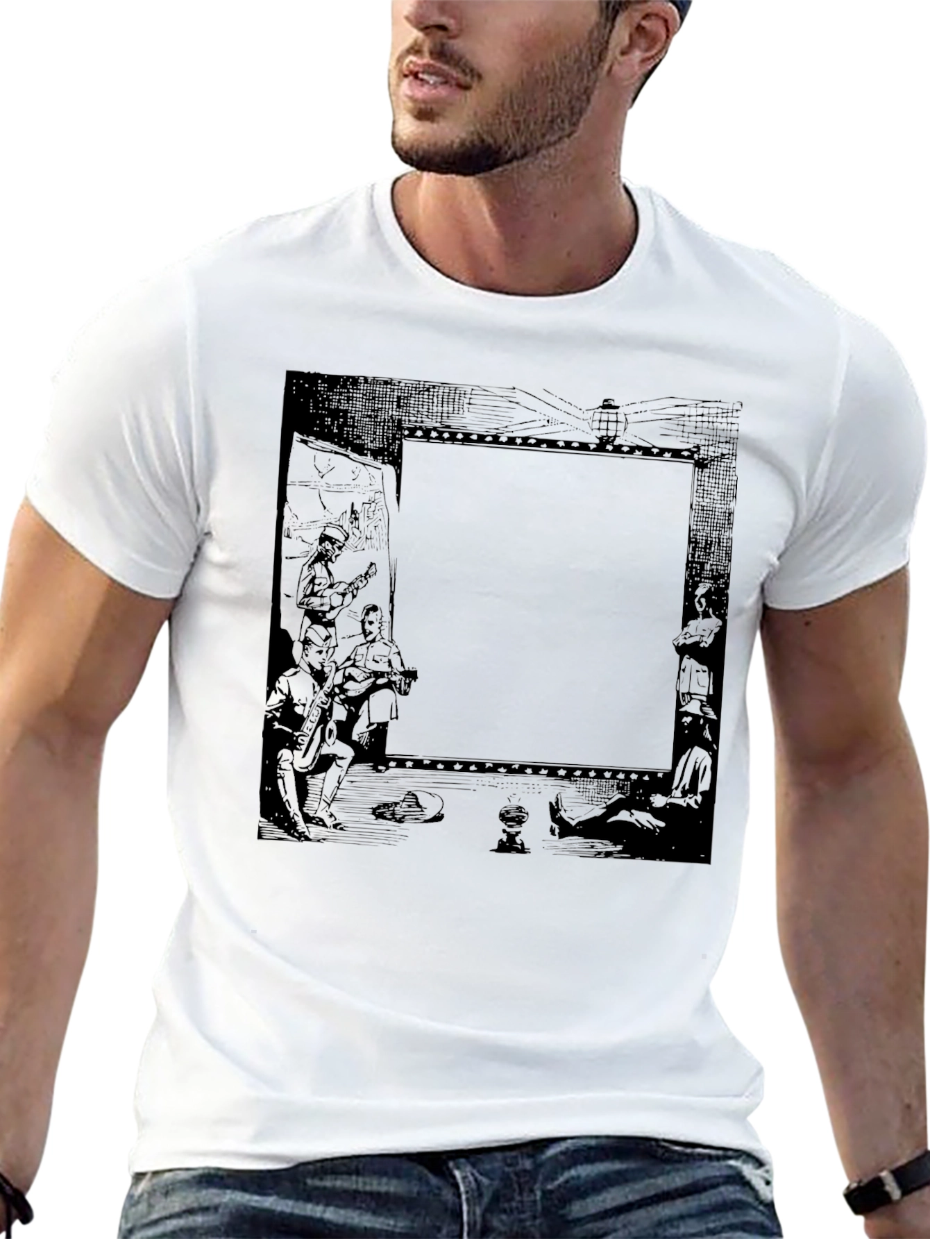 Mens Black Graphic Print T-Shirt