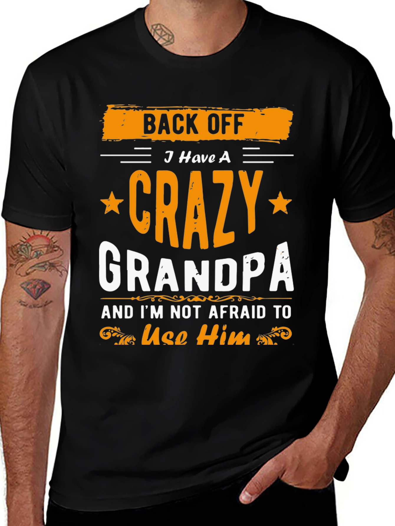 Back Off Crazy Grandpa Graphic T-Shirt