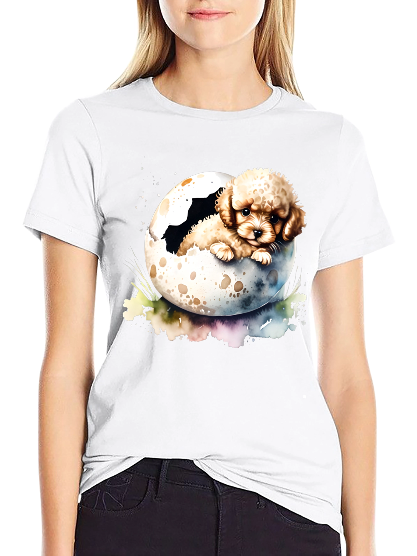 Cute Puppy in Eggshell Mens T-Shirt
