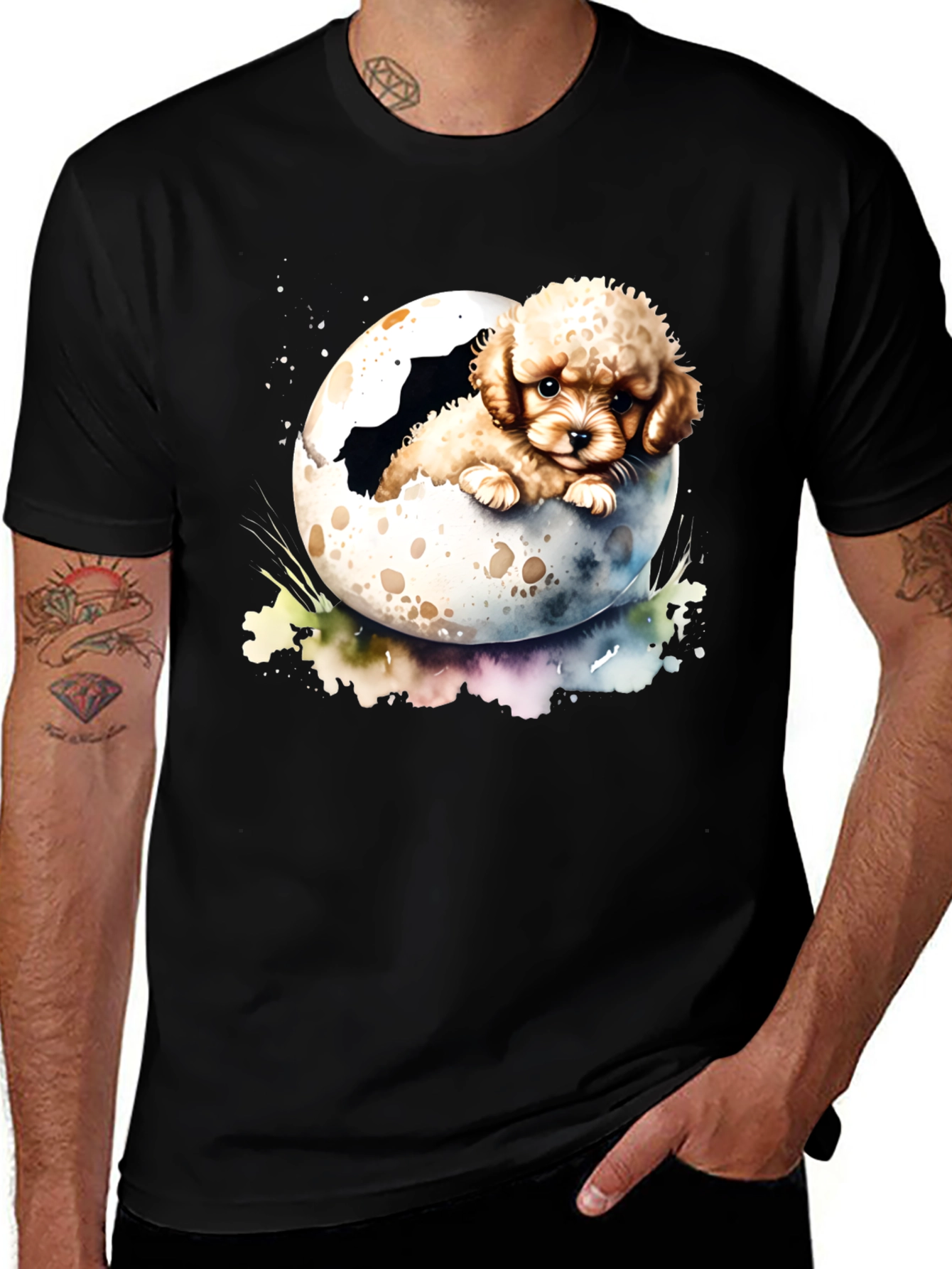 Cute Puppy in Eggshell Mens T-Shirt