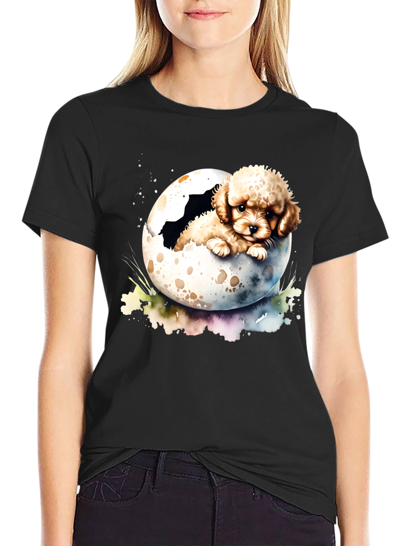 Cute Puppy in Eggshell Mens T-Shirt