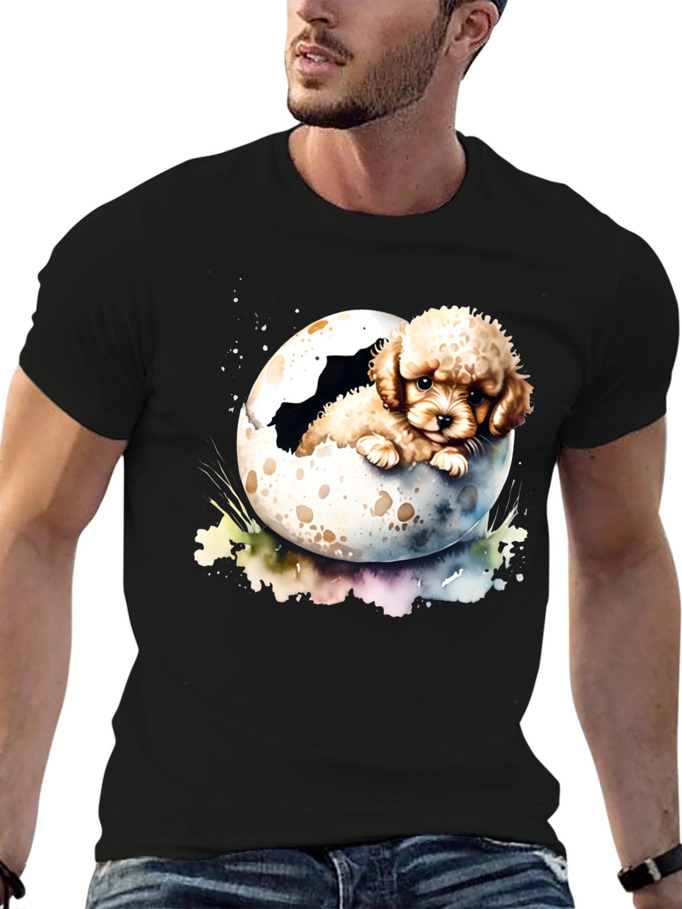 Cute Puppy in Eggshell Mens T-Shirt