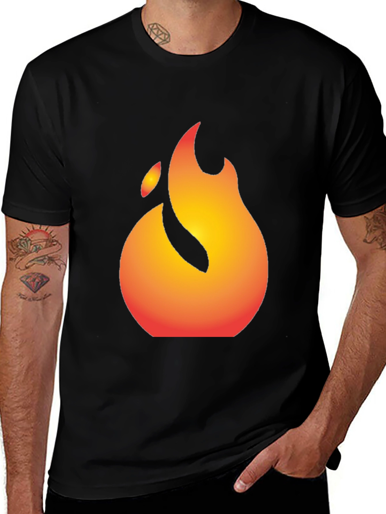Flaming Graphic Tee - Bold Black T-Shirt