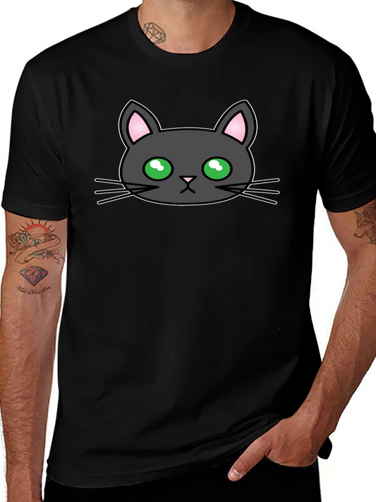 Black Cat Graphic Tee - Cute Cartoon Design