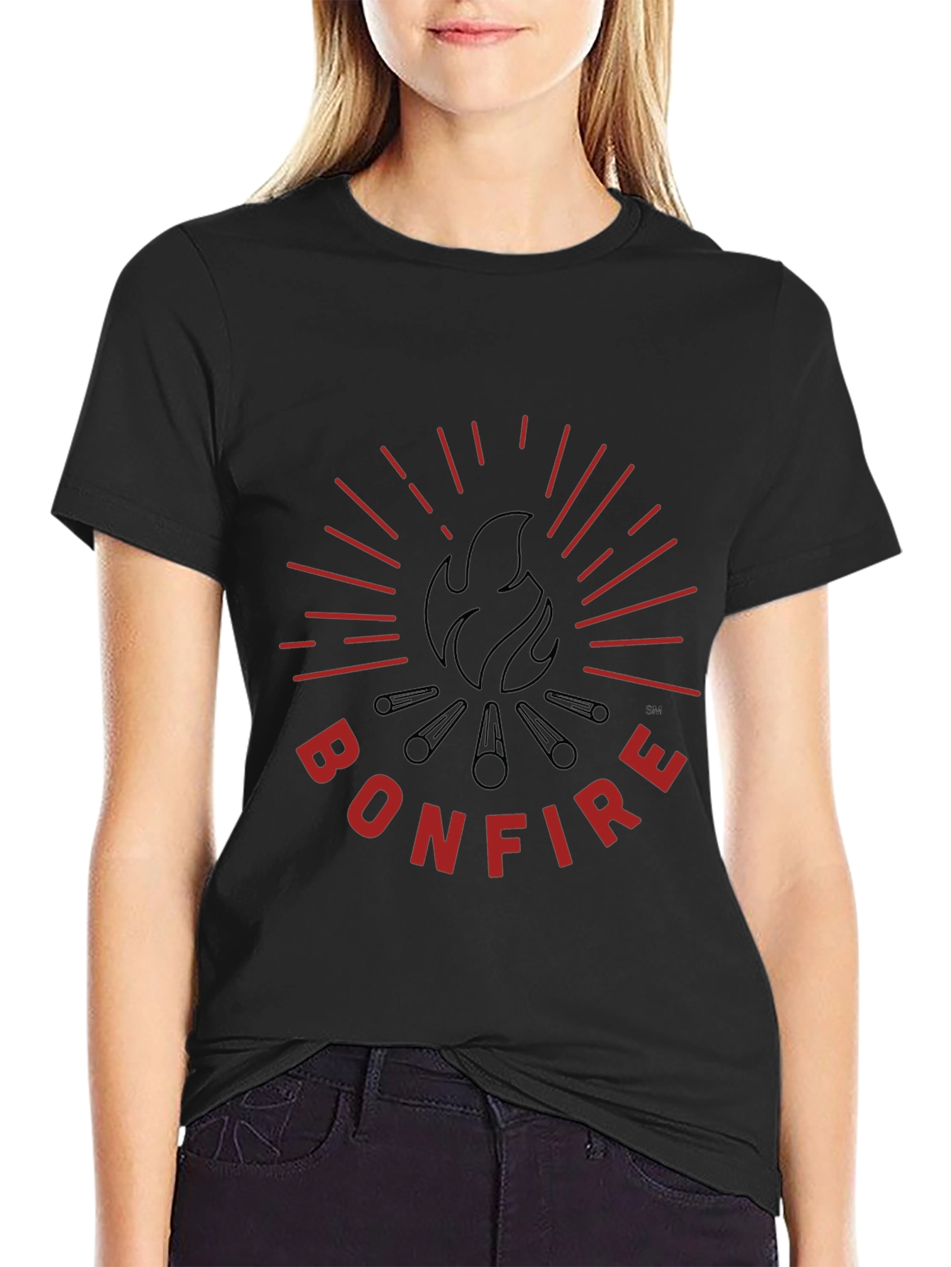 Bonfire Graphic Tee - Black Cotton T-Shirt