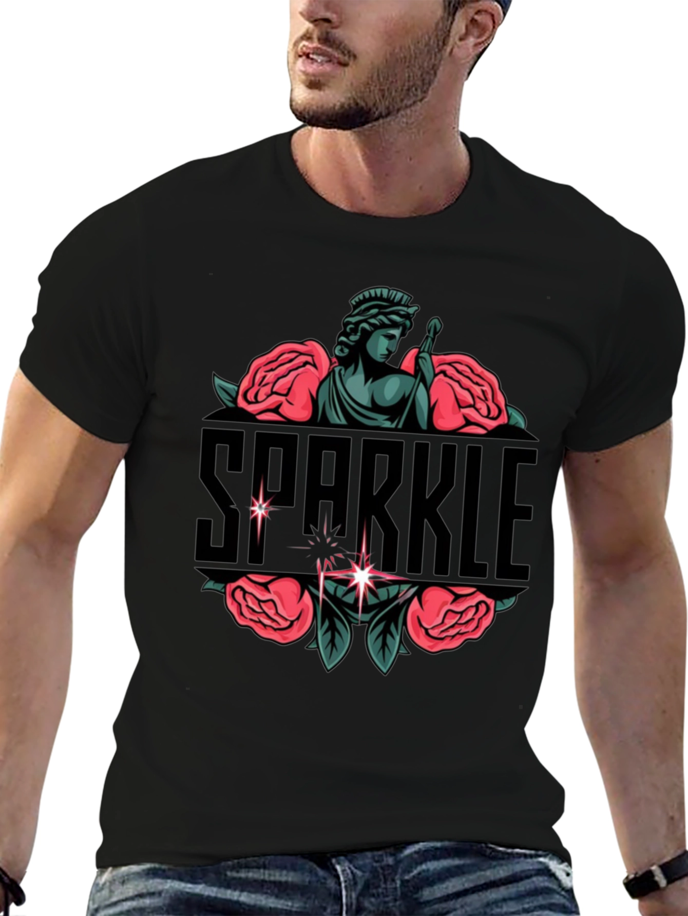 Sparkle Statue Graphic Black Tee
