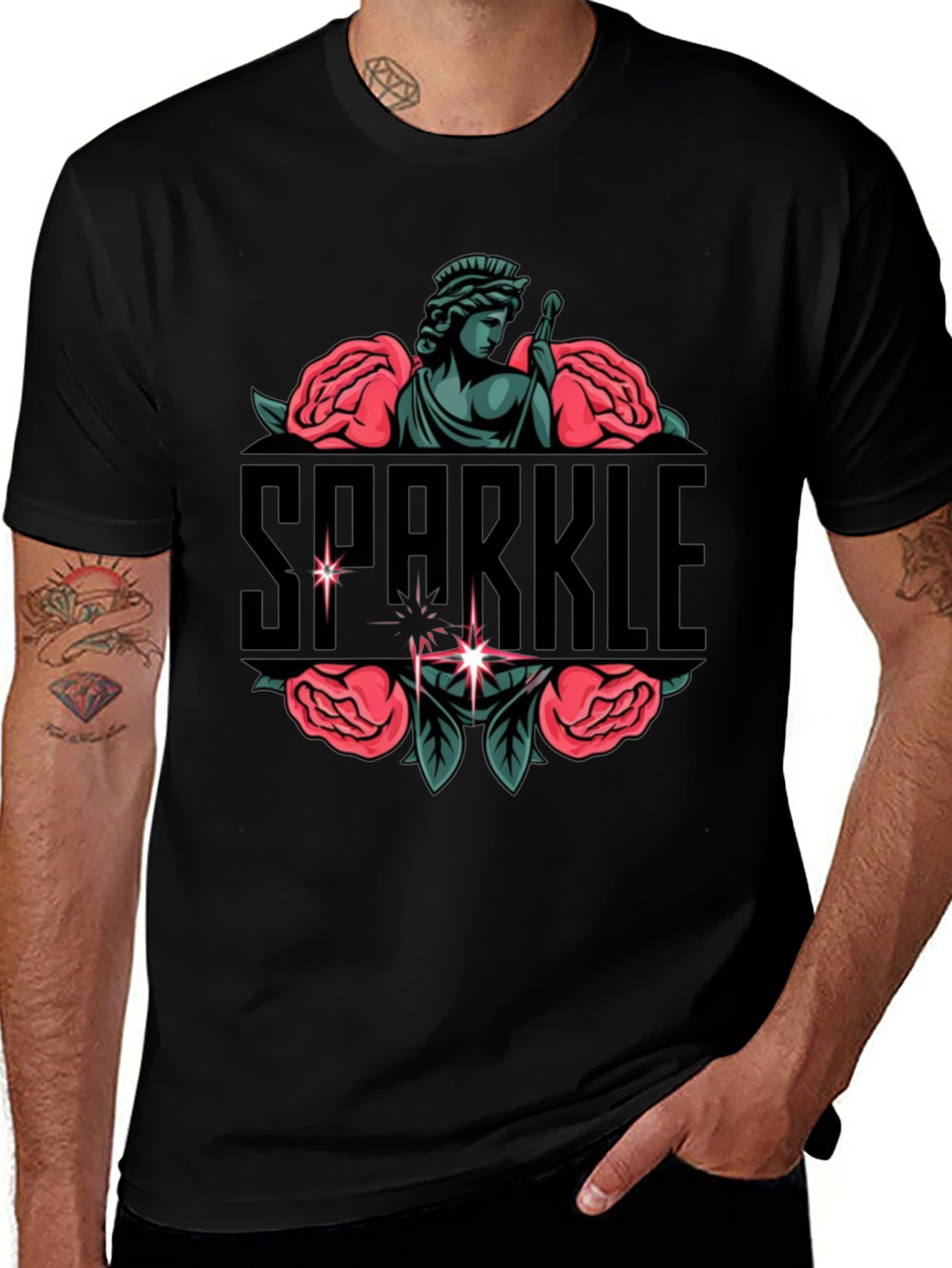 Sparkle Statue Graphic Black Tee