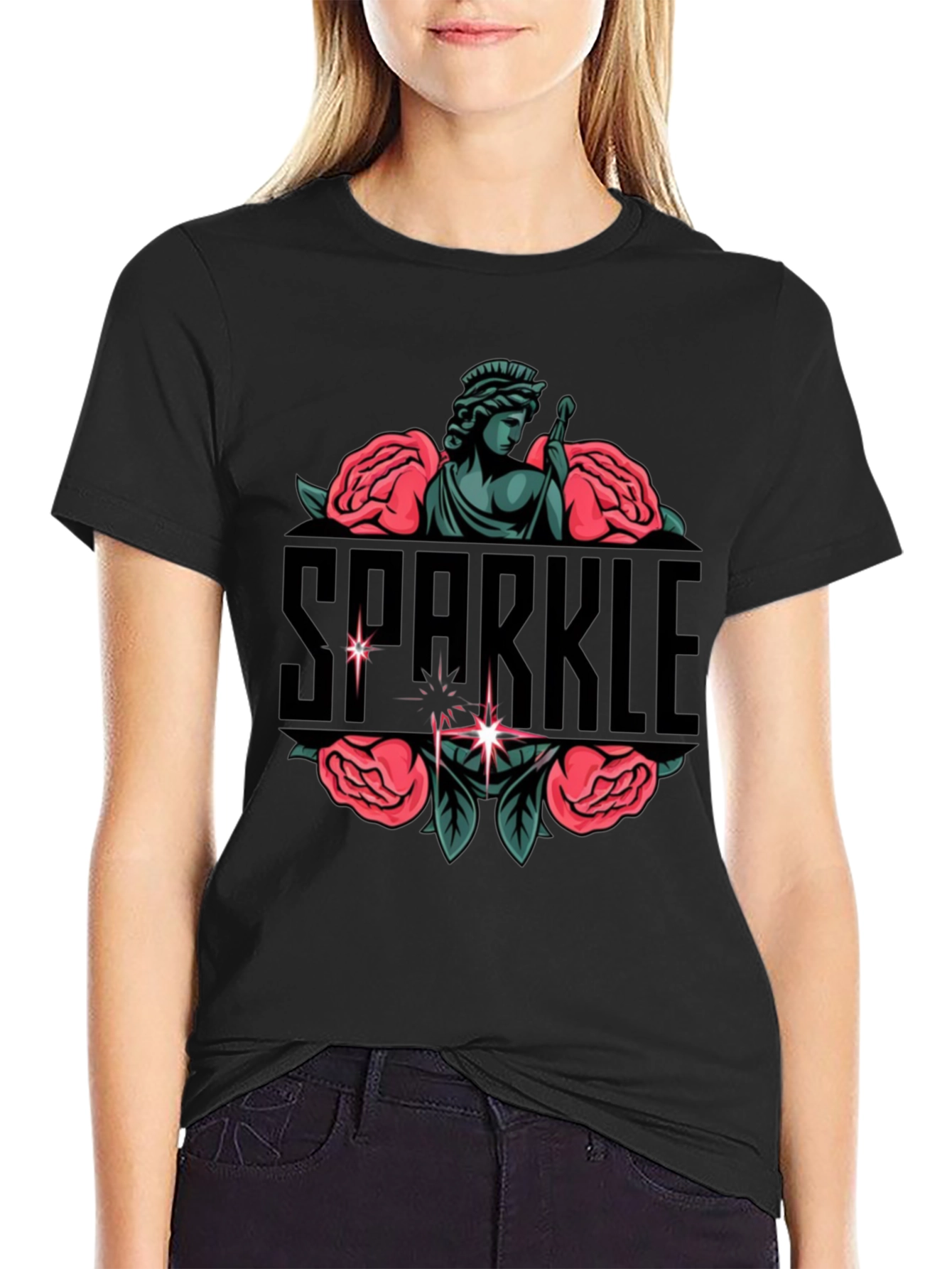 Sparkle Statue Graphic Black Tee
