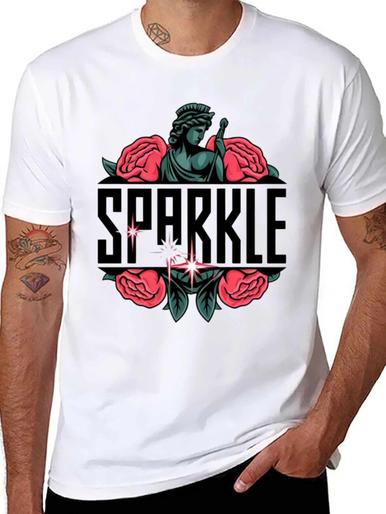 Sparkle Statue Graphic Black Tee
