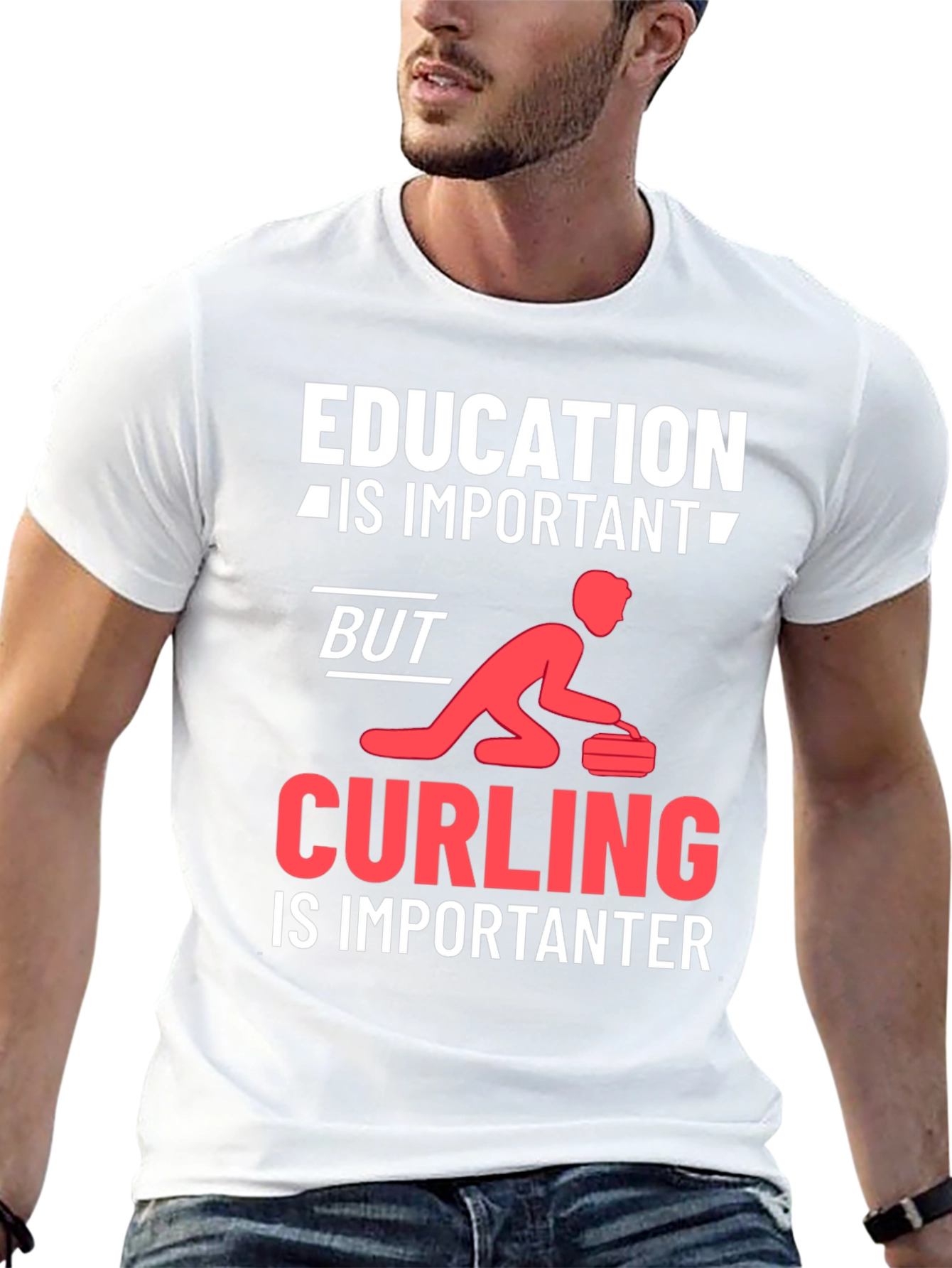Education vs Curling T-Shirt
