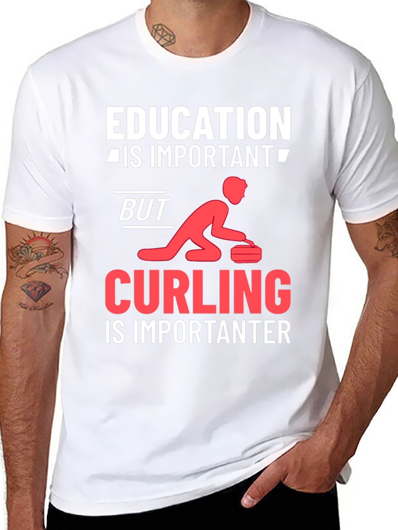 Education vs Curling T-Shirt