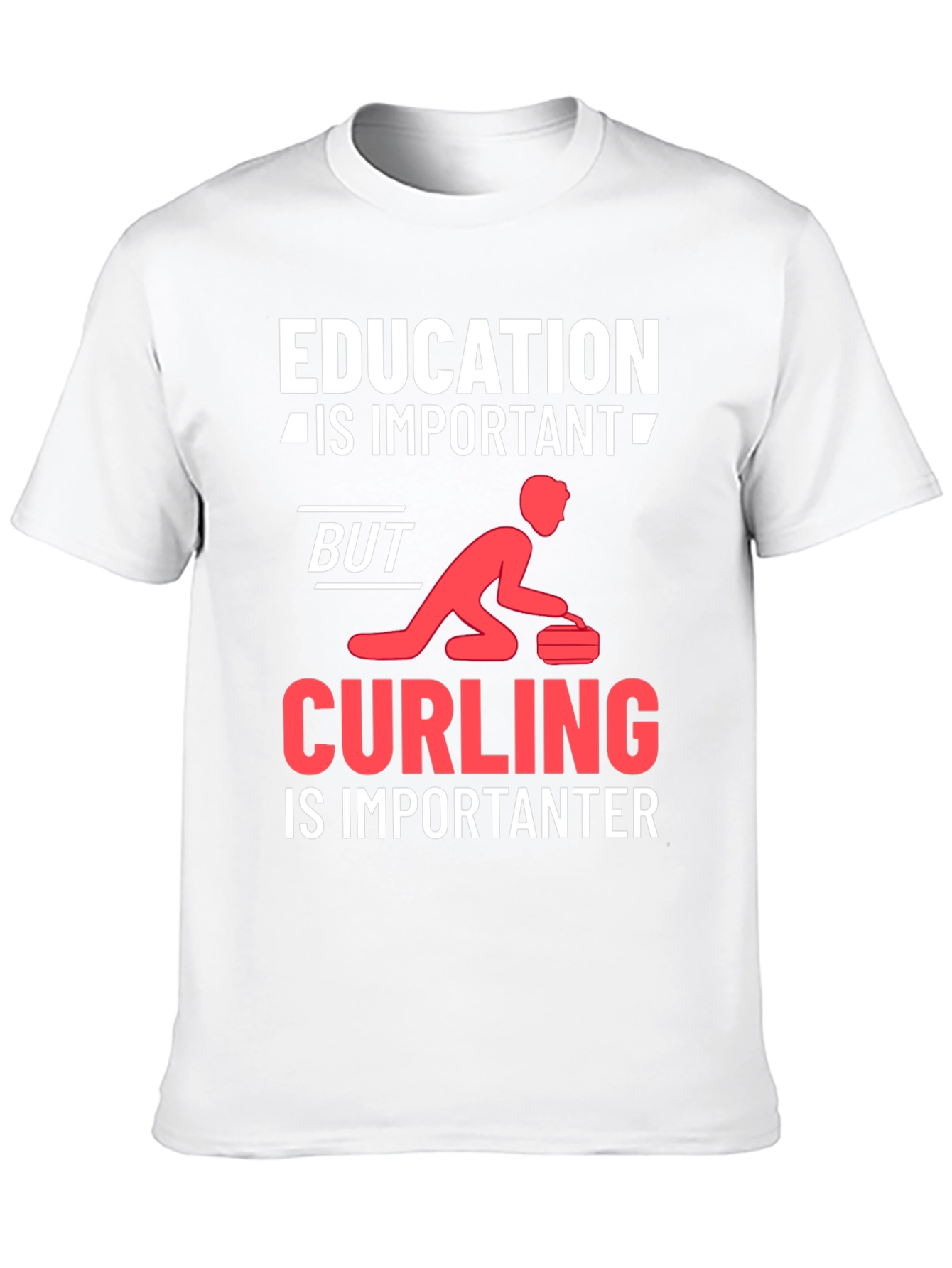 Education vs Curling T-Shirt