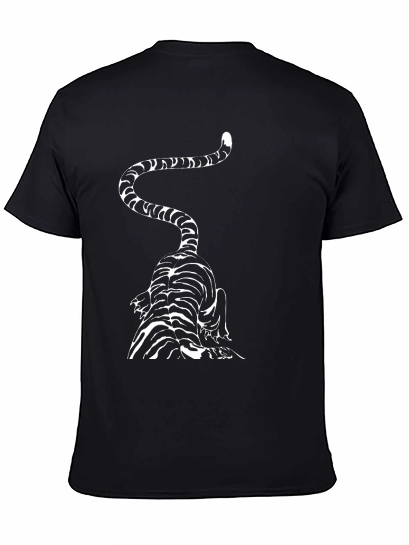 Striped Cat Graphic Tee - Black Cotton Blend