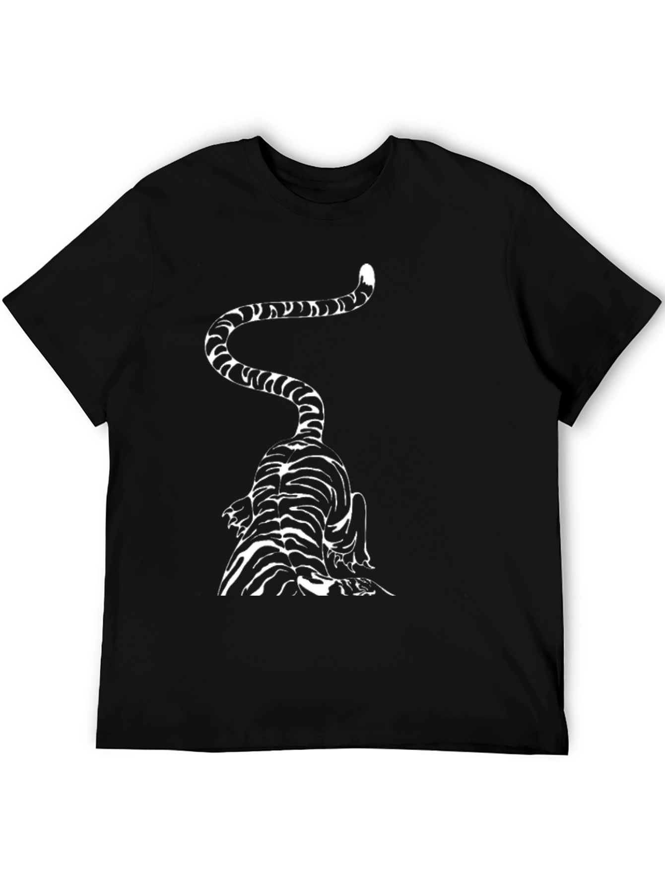 Striped Cat Graphic Tee - Black Cotton Blend