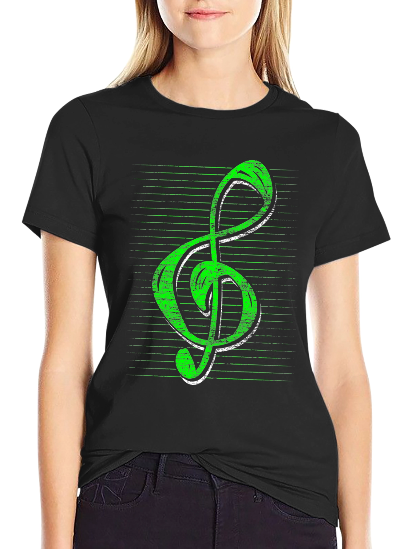 Green Treble Clef Music T-Shirt