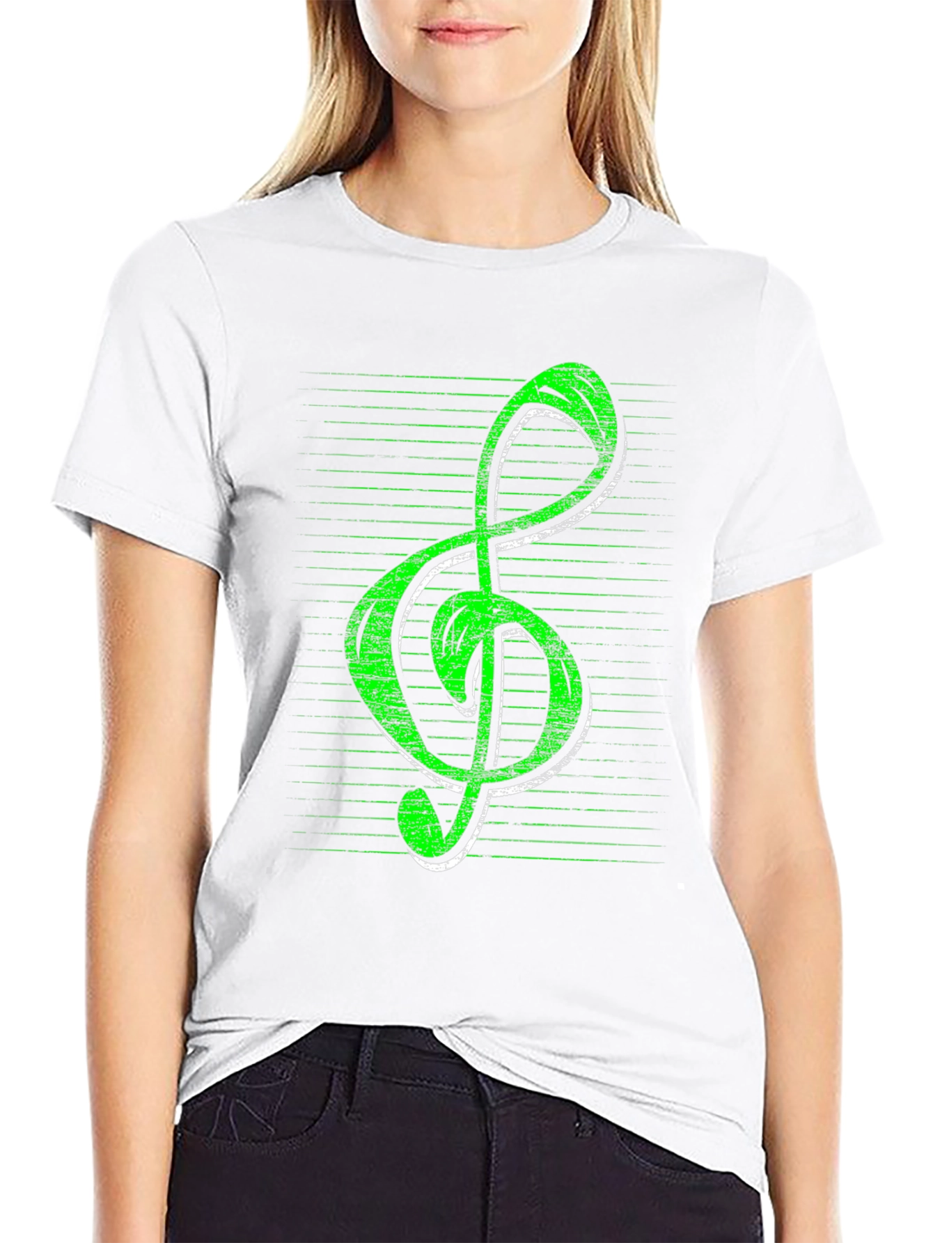 Green Treble Clef Music T-Shirt