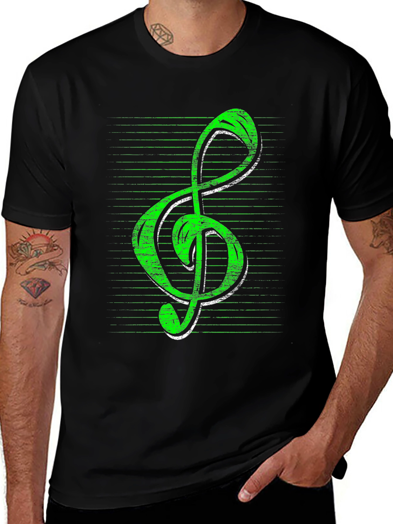 Green Treble Clef Music T-Shirt