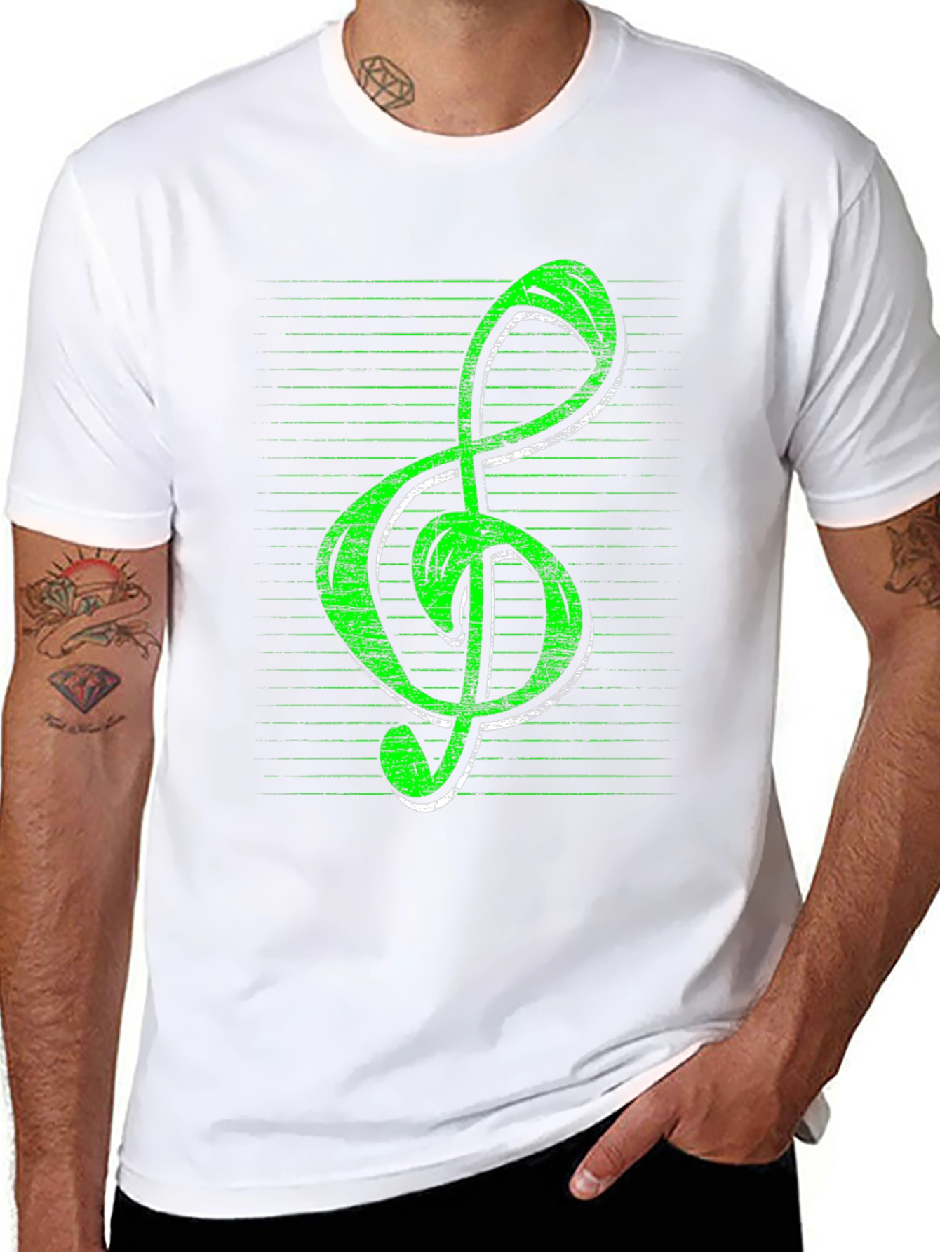 Green Treble Clef Music T-Shirt