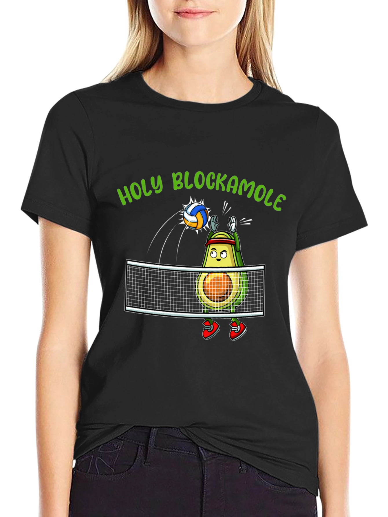Holy Blockamole T-Shirt: Avocado Volleyball Design