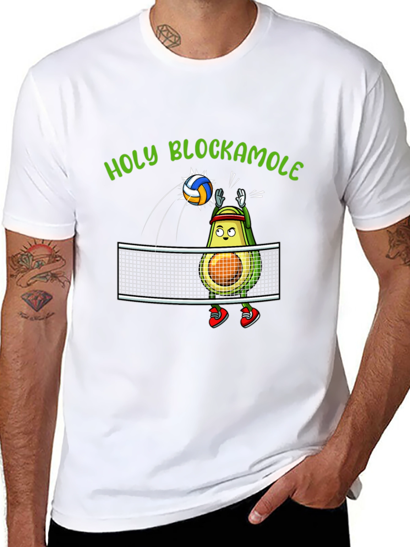 Holy Blockamole T-Shirt: Avocado Volleyball Design