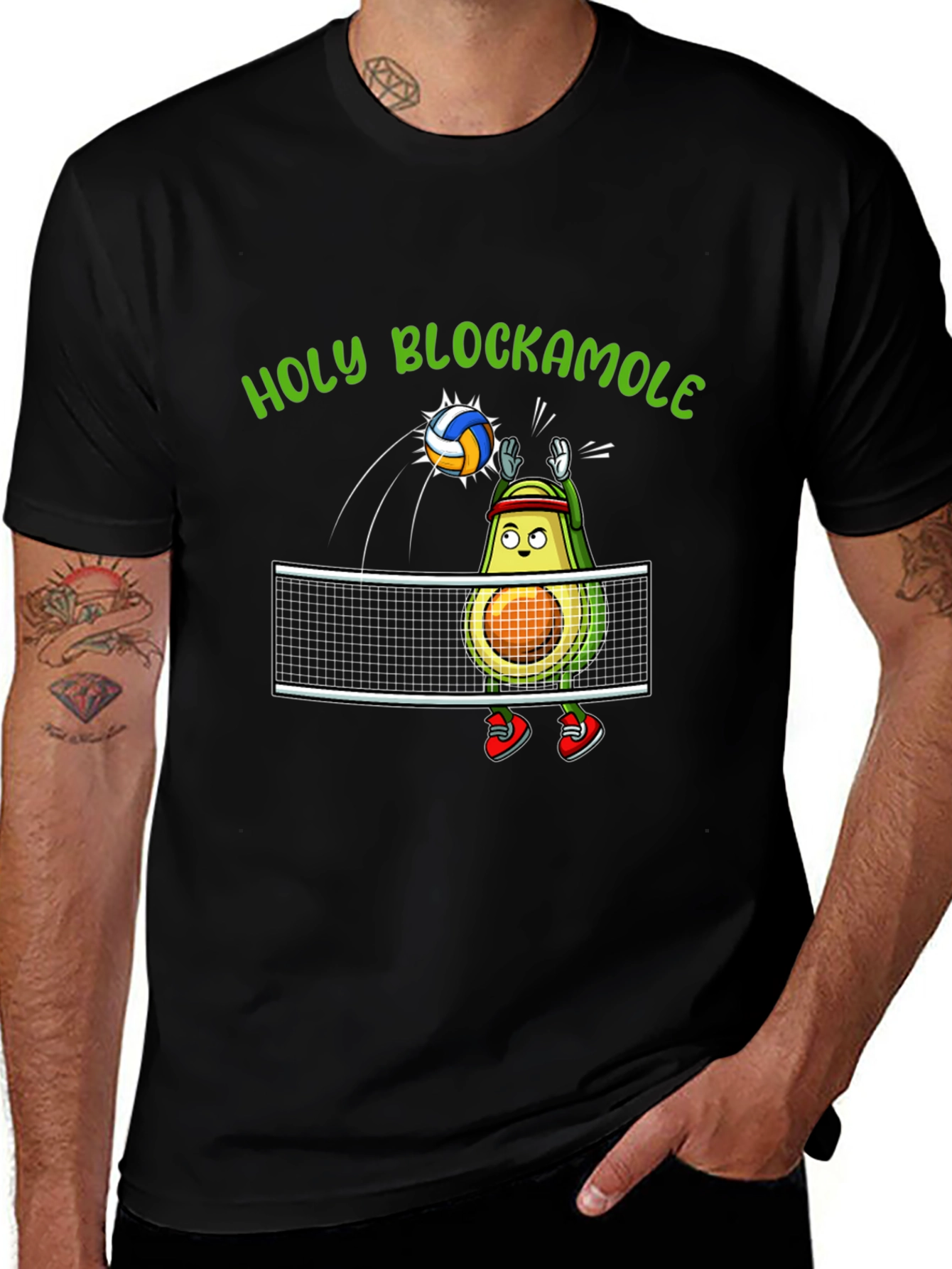 Holy Blockamole T-Shirt: Avocado Volleyball Design