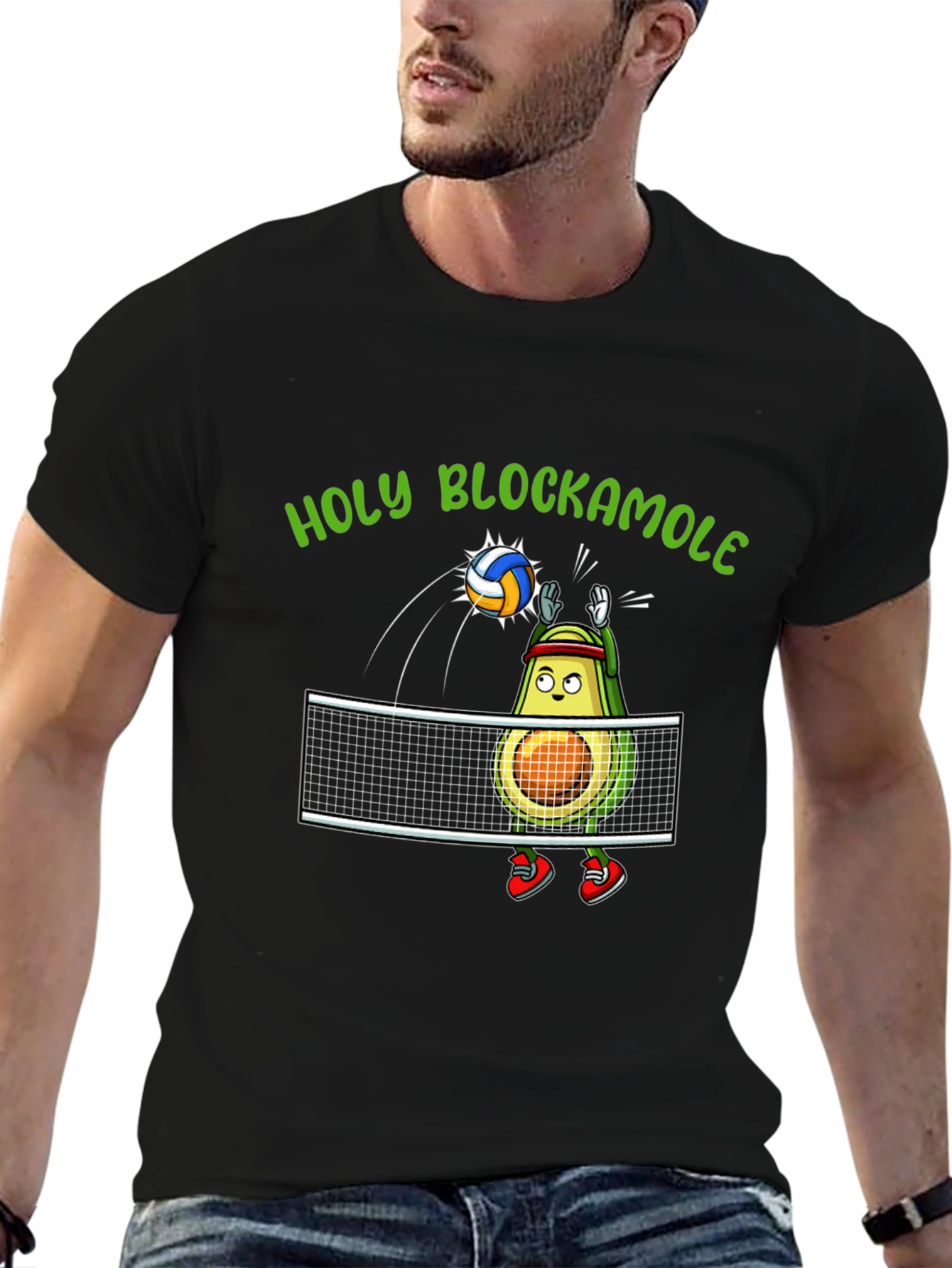 Holy Blockamole T-Shirt: Avocado Volleyball Design