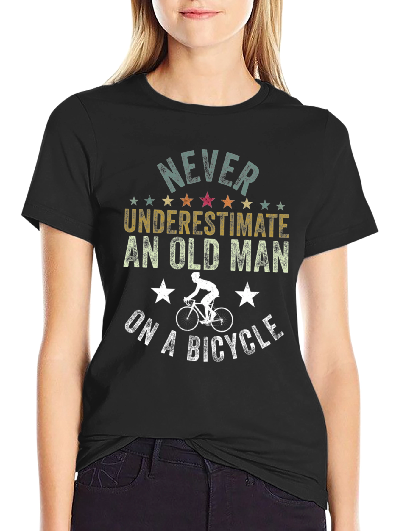 Never Underestimate Old Man On Bicycle T-Shirt