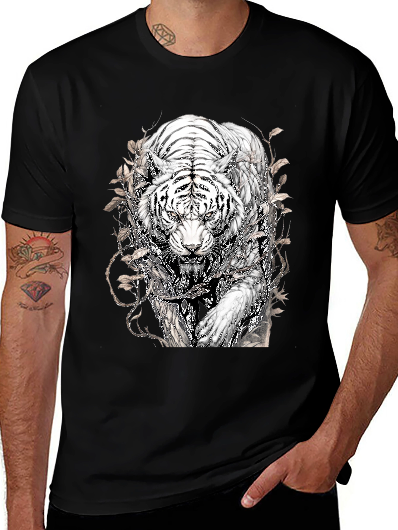 Tiger Graphic Tee - Black Stylish Animal Print T-Shirt