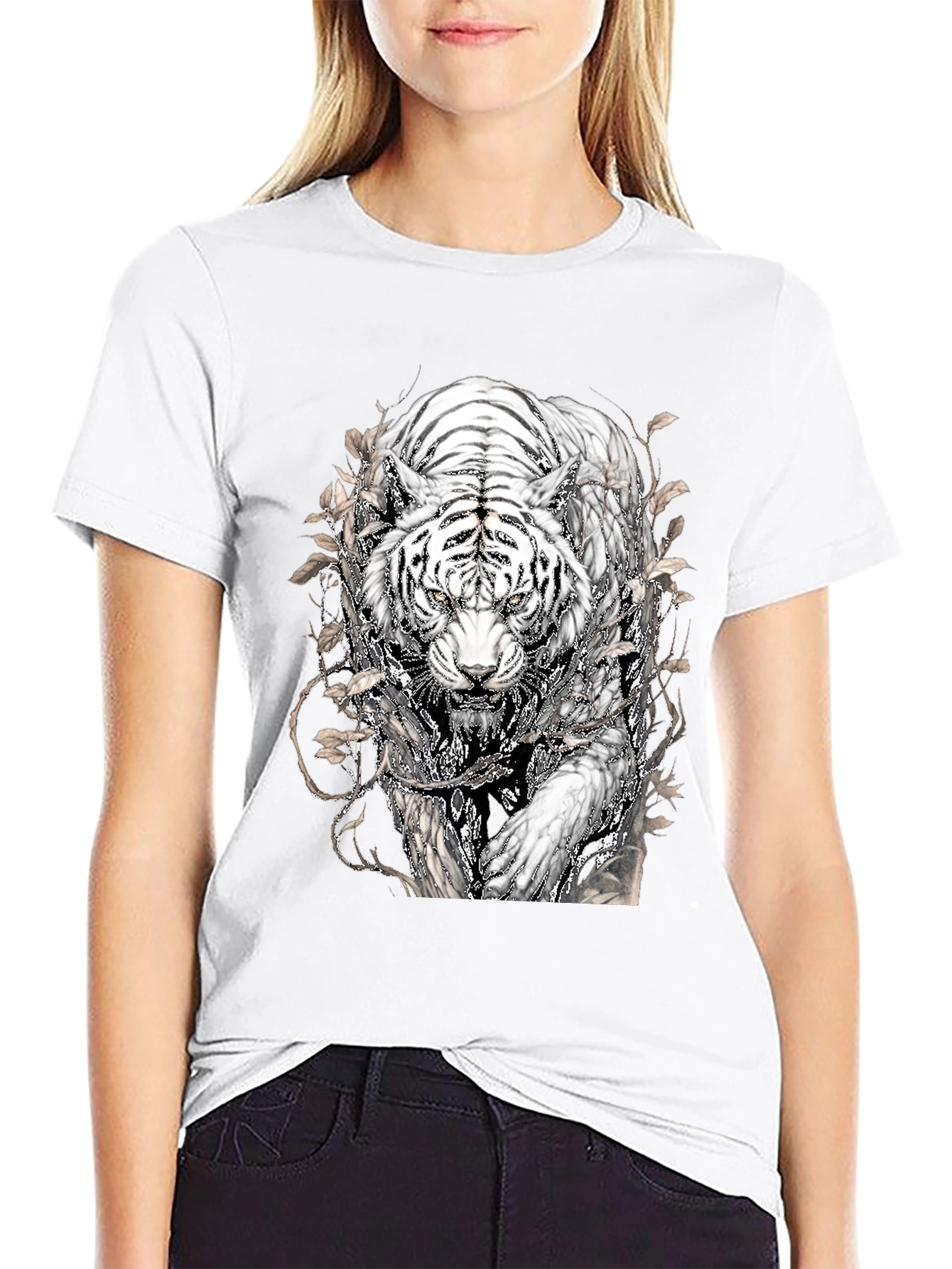 Tiger Graphic Tee - Black Stylish Animal Print T-Shirt