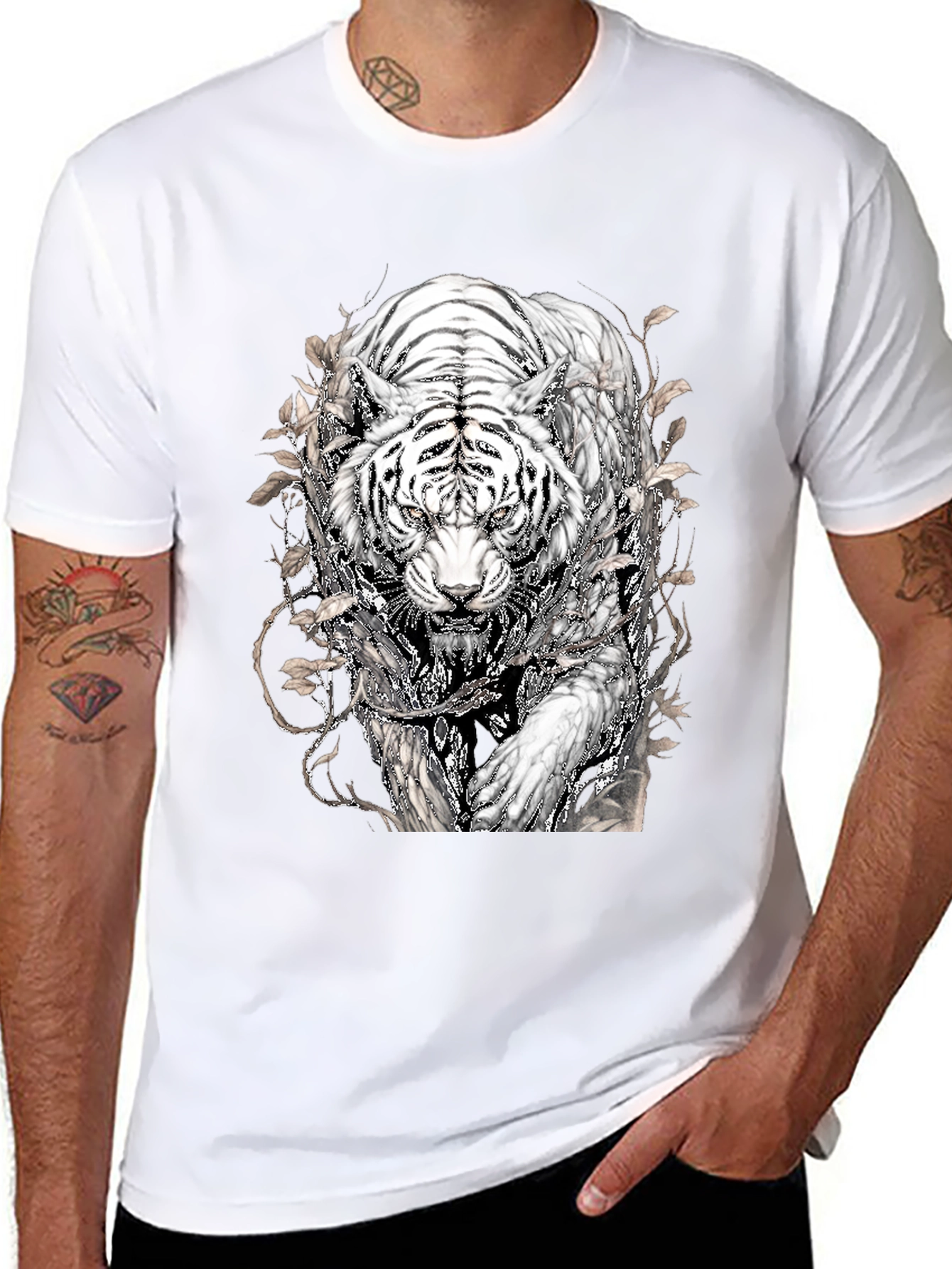 Tiger Graphic Tee - Black Stylish Animal Print T-Shirt