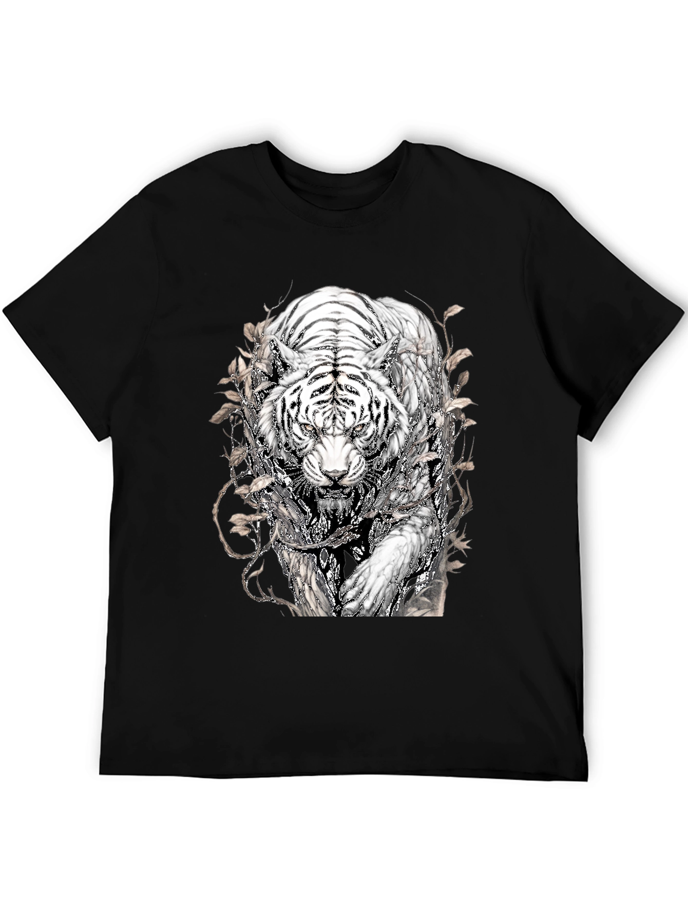 Tiger Graphic Tee - Black Stylish Animal Print T-Shirt